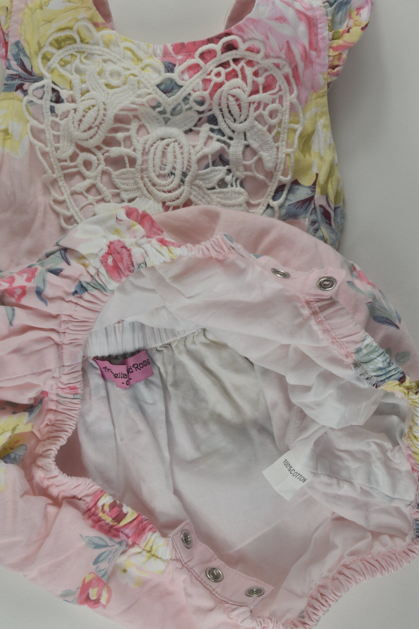 Arabella and Rose Size 00 Lined Floral Romper