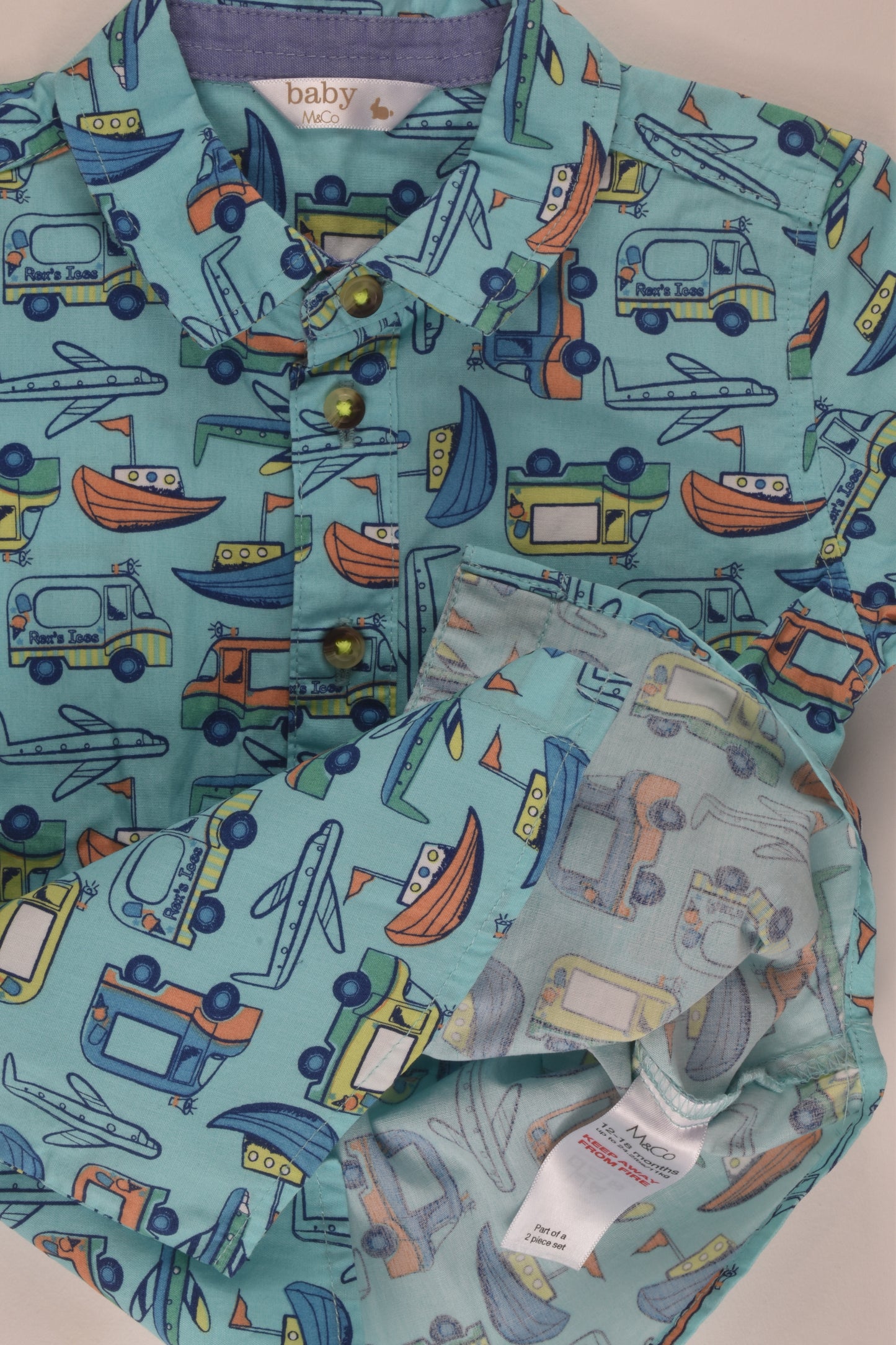 Baby M&Co Size 1 Vehicle Button-up shirt