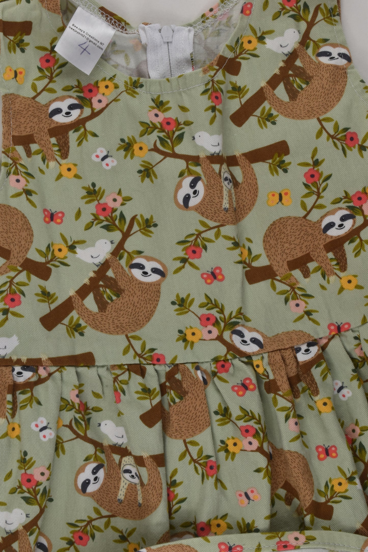 BeeJay's Creations Size 4 Handmade Sloth Dress