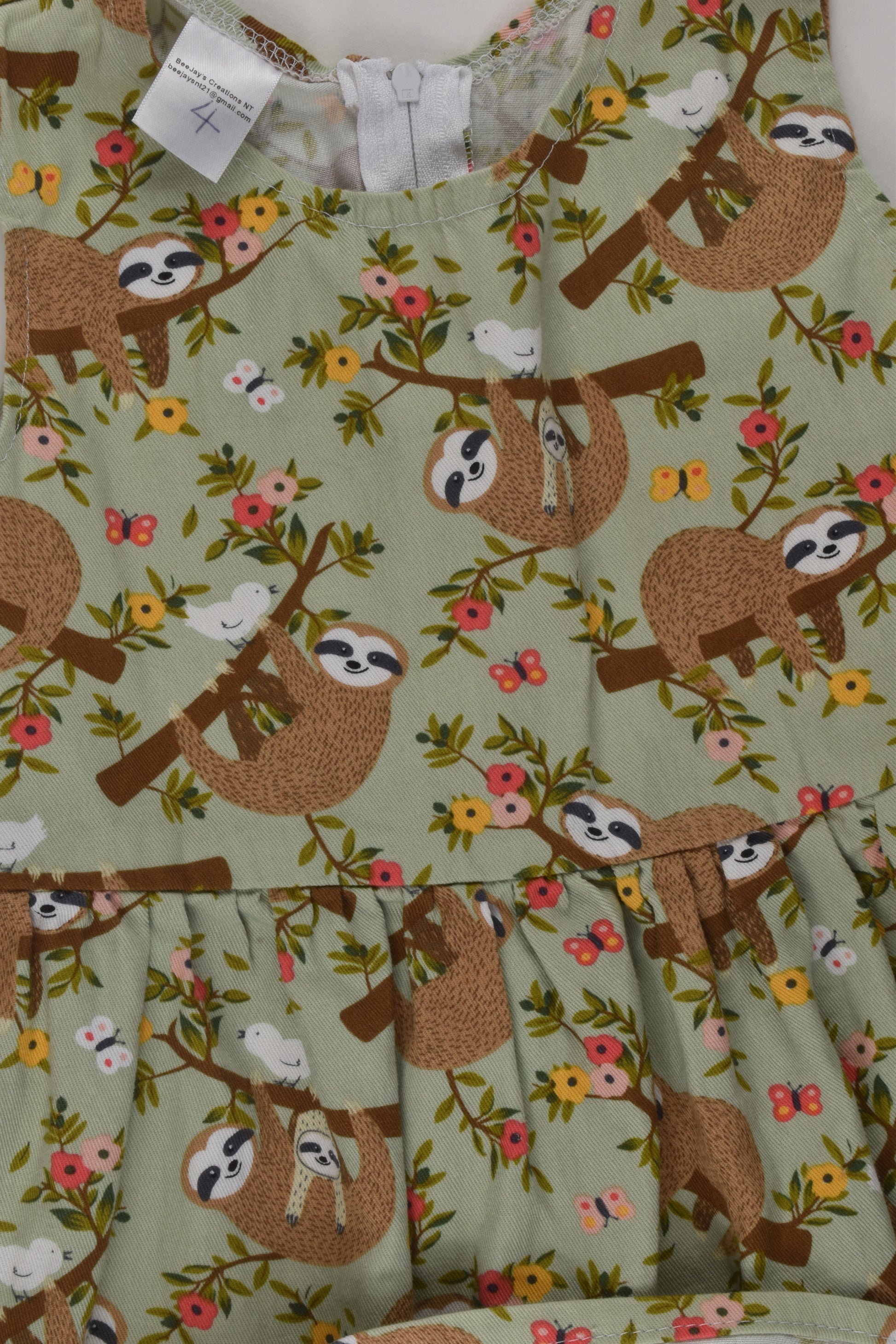 BeeJay's Creations Size 4 Handmade Sloth Dress