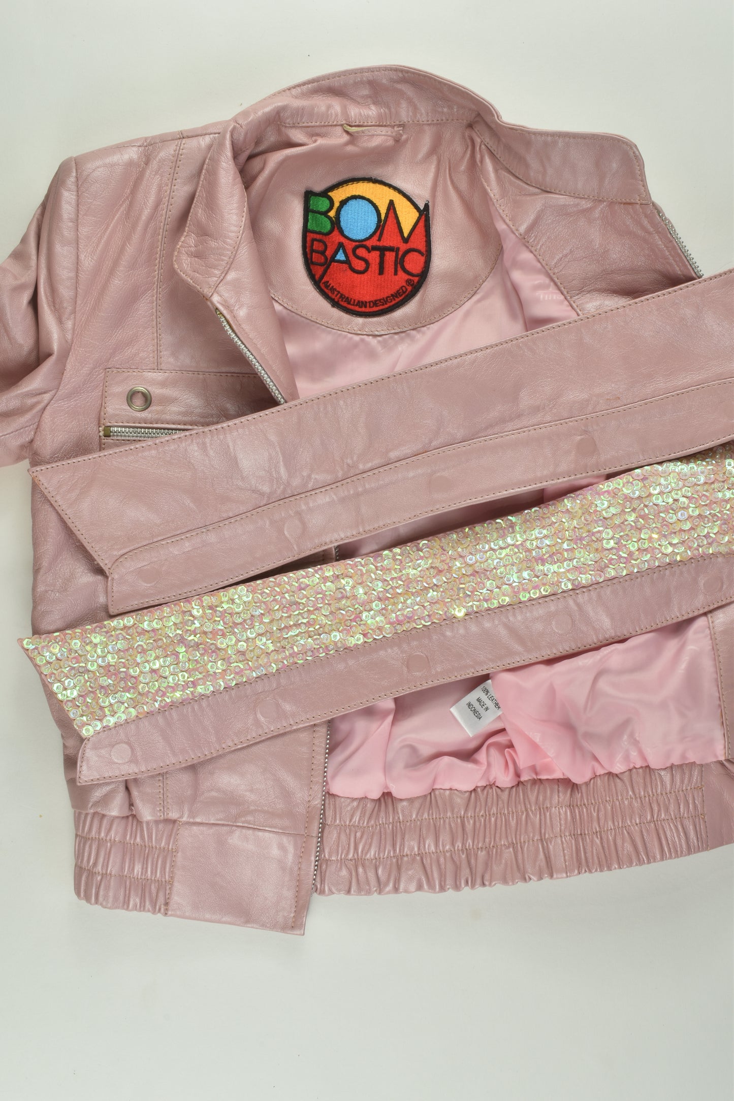 Bombastic Size 4 Leather Jacket with Removable Collar