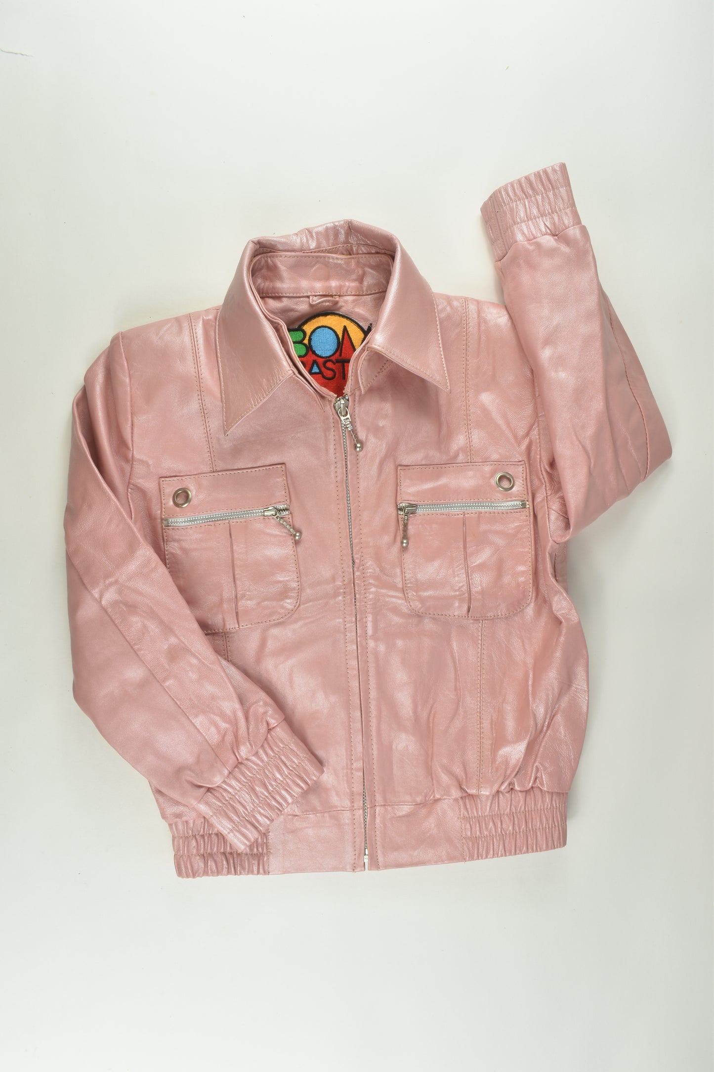 Bombastic Size 8 Leather Jacket with Removable Collar