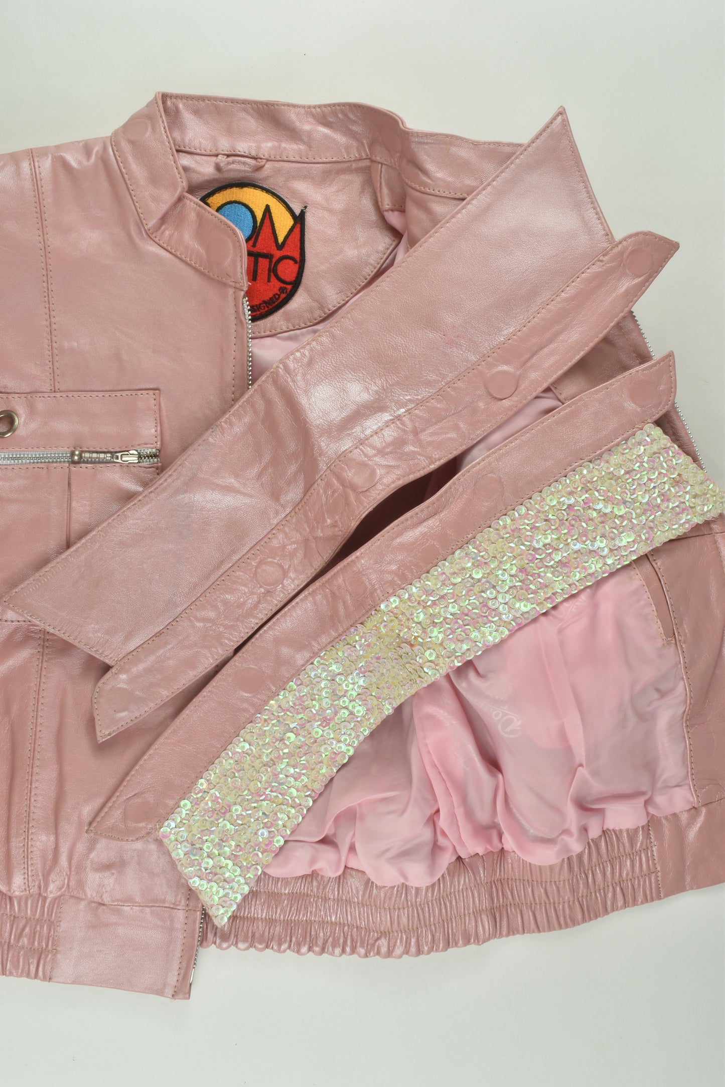 Bombastic Size 8 Leather Jacket with Removable Collar