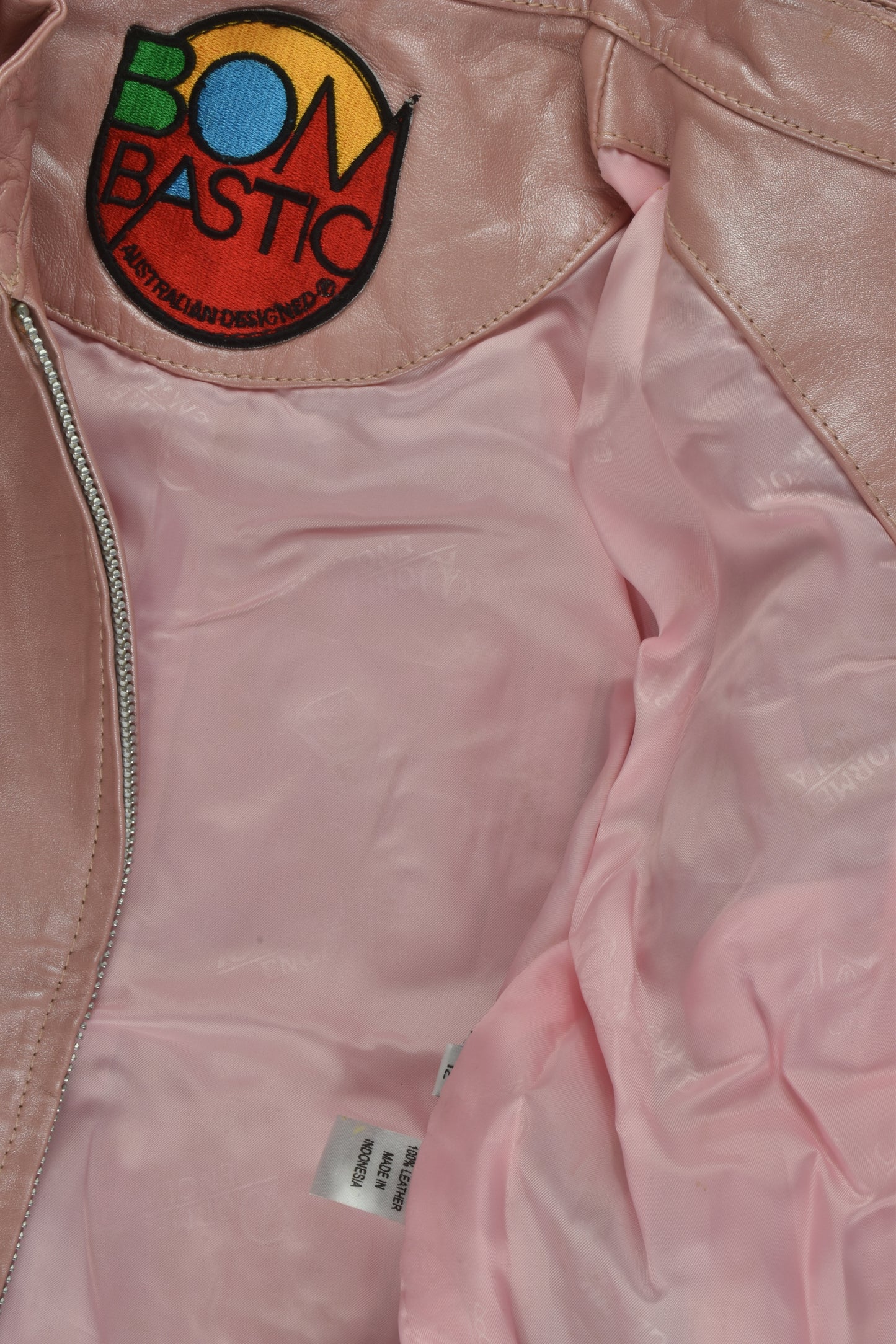 Bombastic Size 8 Leather Jacket with Removable Collar