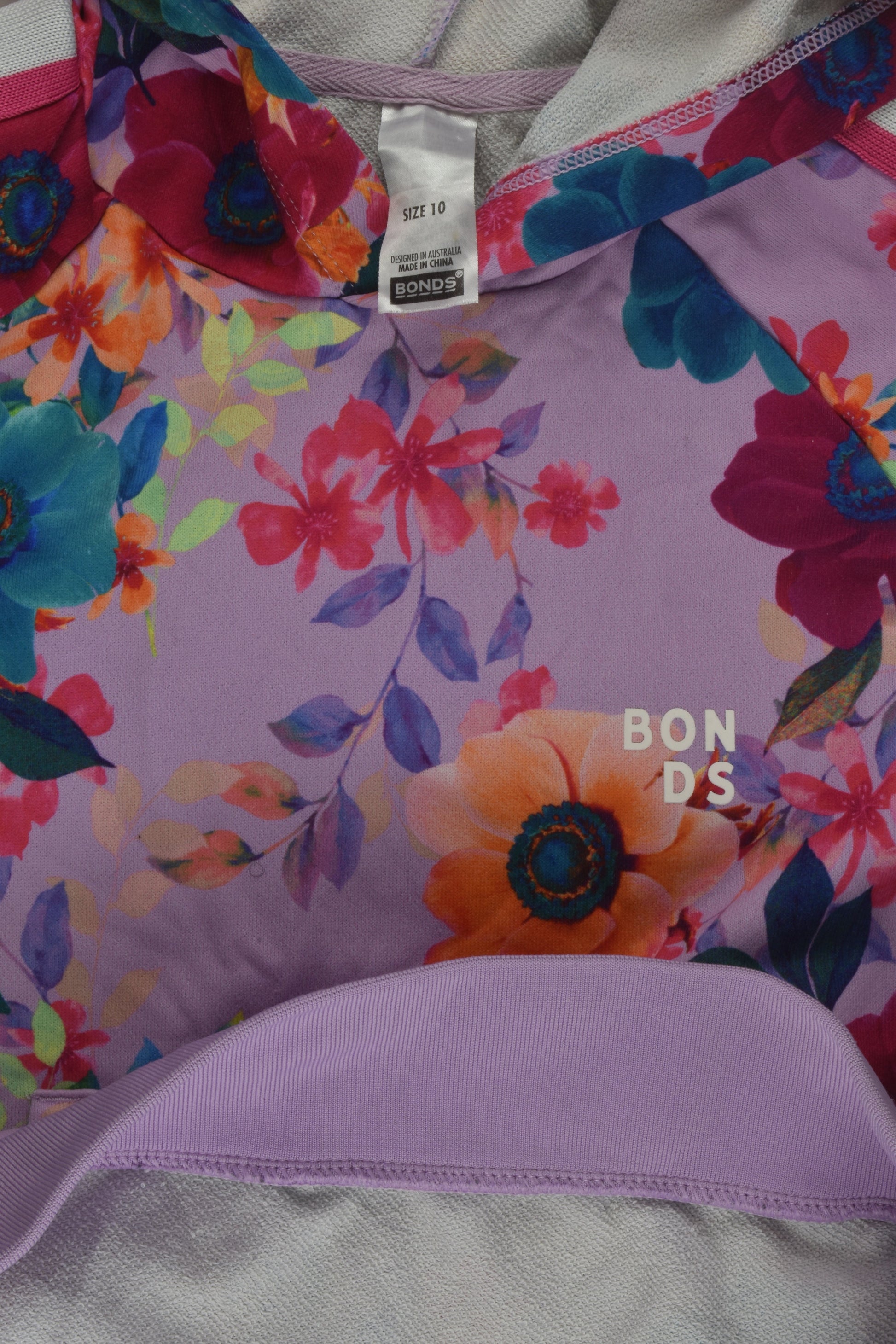 Bonds Size 10 Floral Jumper with Hood