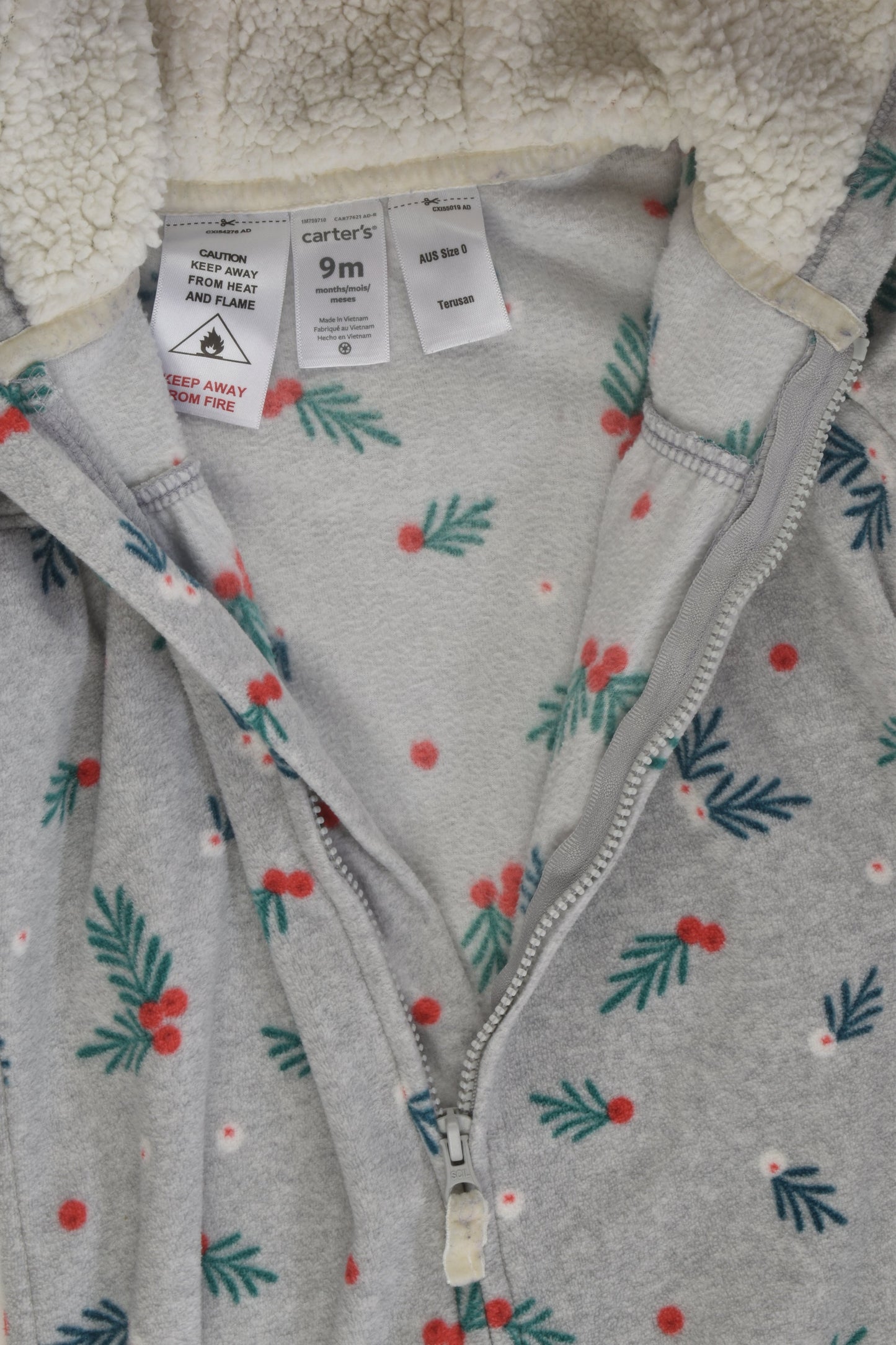 Carter's Size 0 Berries Fleece Suit