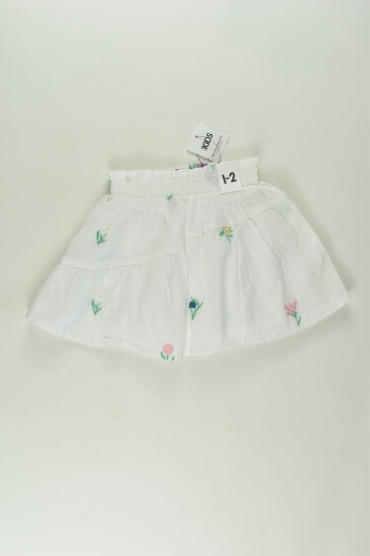 Cotton On Kids Size 1-2 Lined Embroidery Skirt