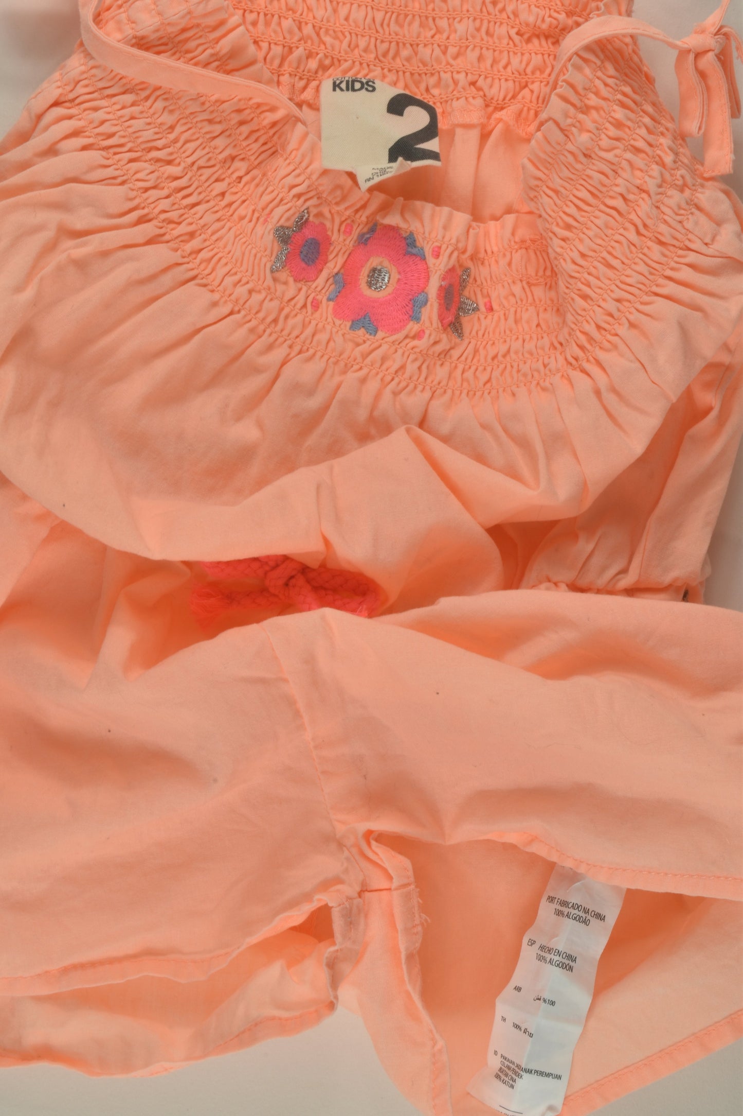 Cotton On Kids Size 2 Embroidery Short Playsuit