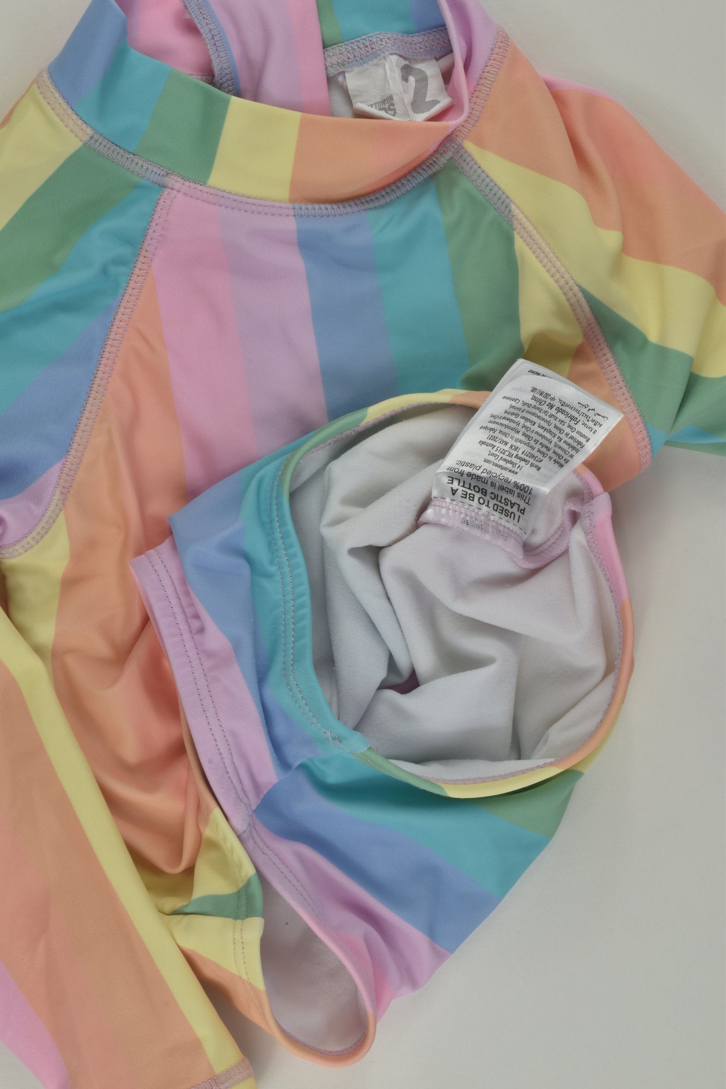 Cotton On Kids Size 2 Rainbow Stripes Rashie Suit