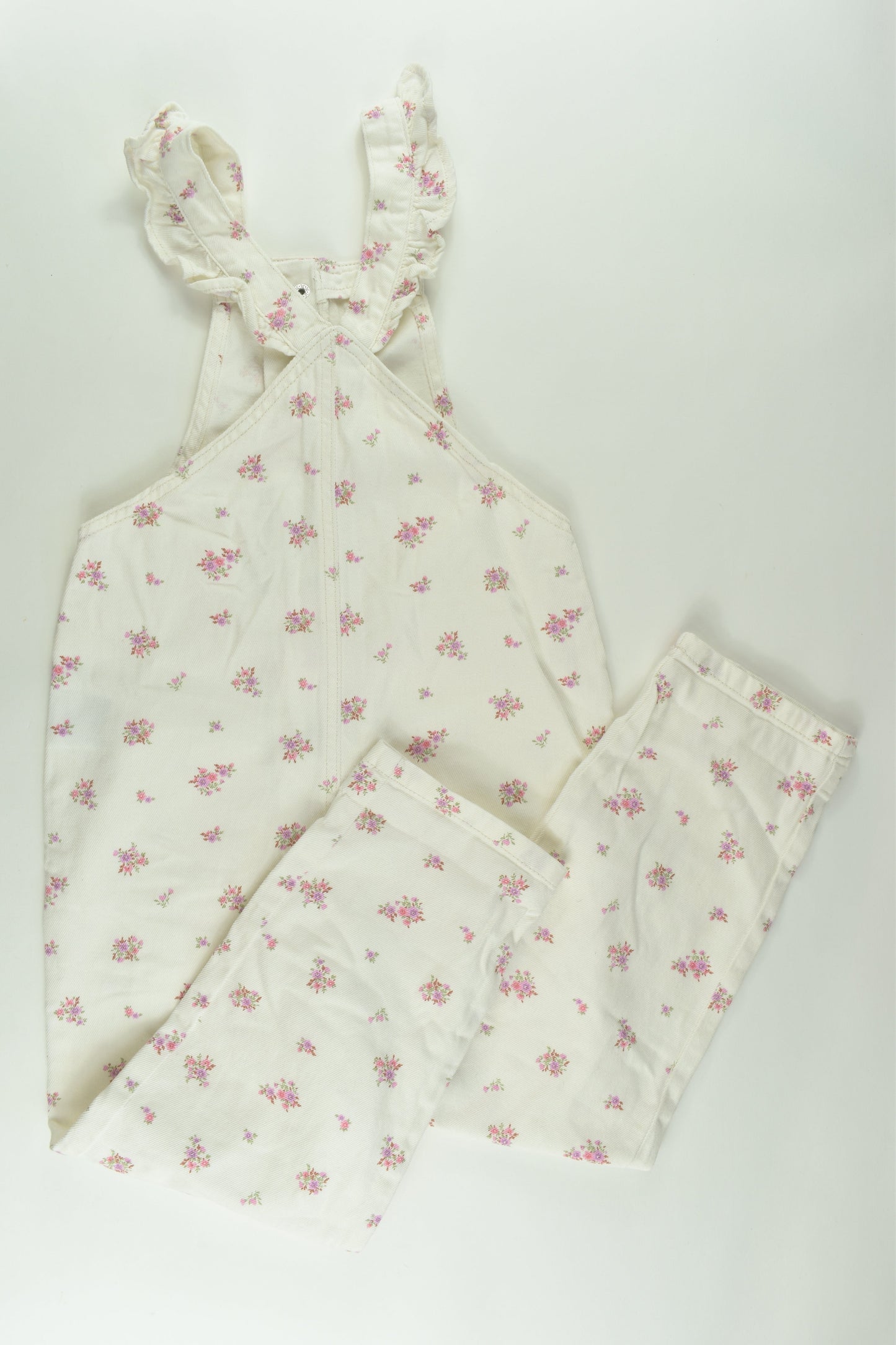 Cotton On Kids Size 7 Floral Denim Overalls