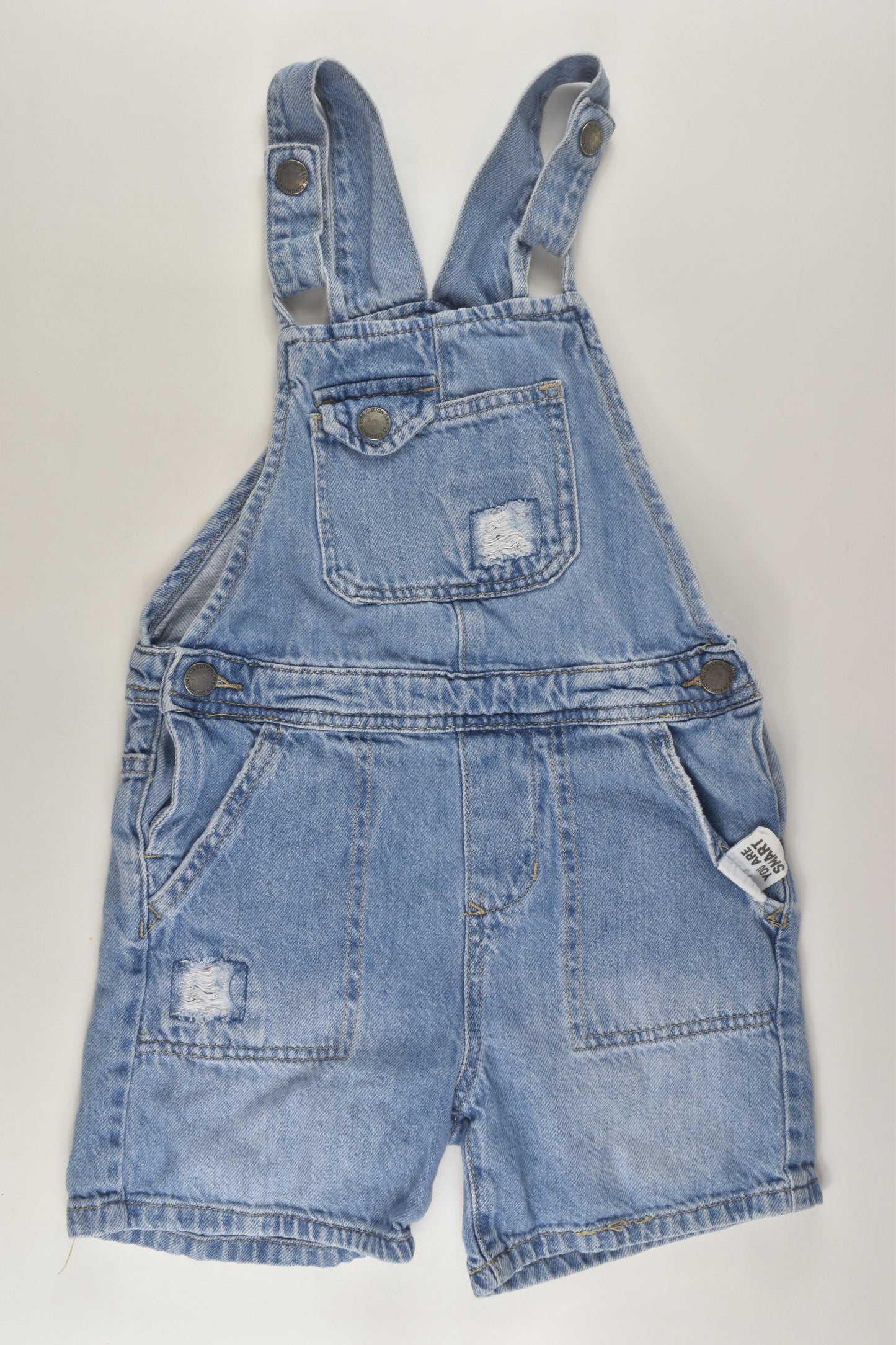 Cotton On Kids Size 8 'You Are Smart' Short Denim Overalls