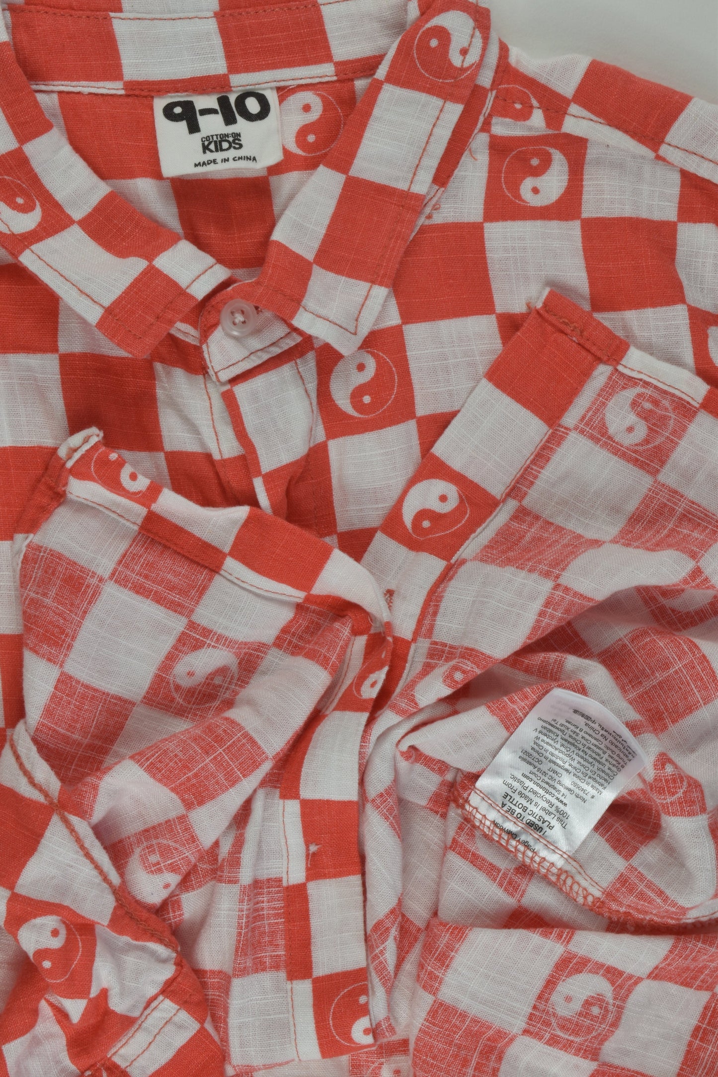 Cotton On Kids Size 9-10 Yin and Yang Linen Blend Shirt