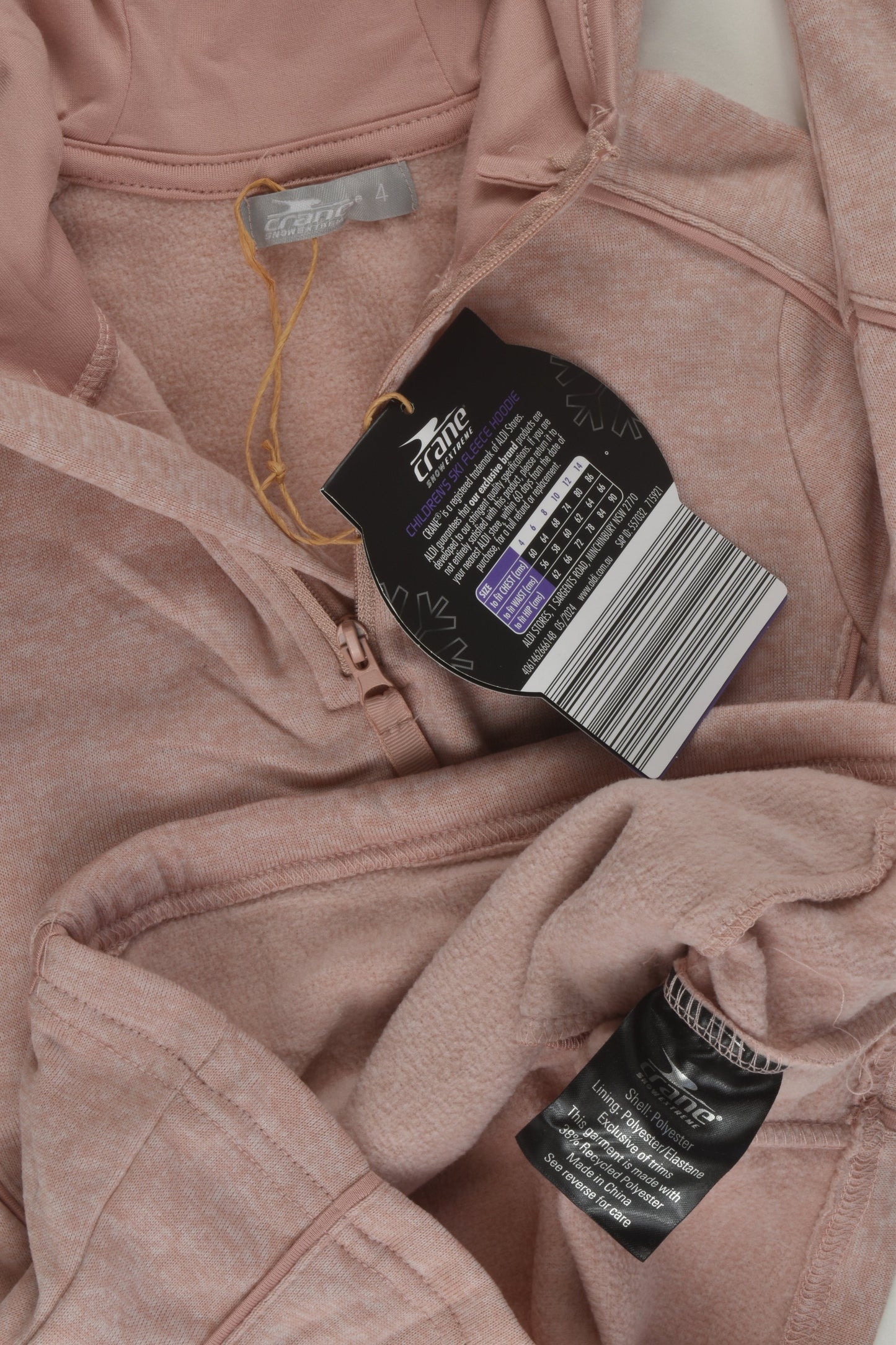 Crane Size 4 Warm Fleece Zip Hoodie