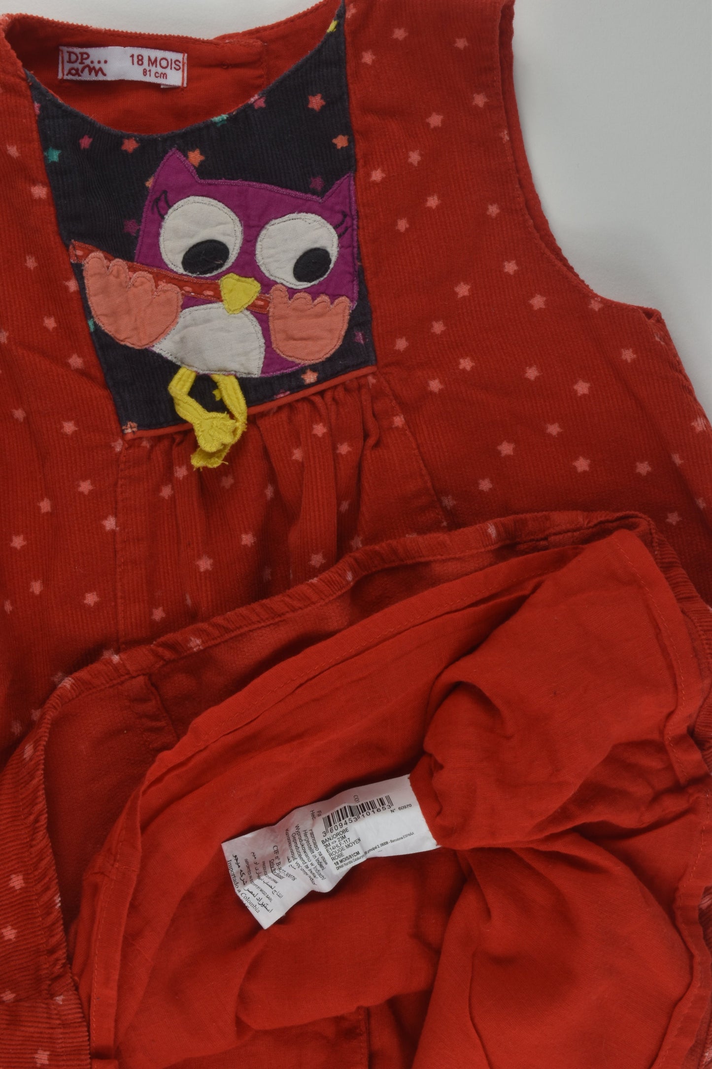Du Pareil Au Même Size 1 Lined Owl Cord Dress