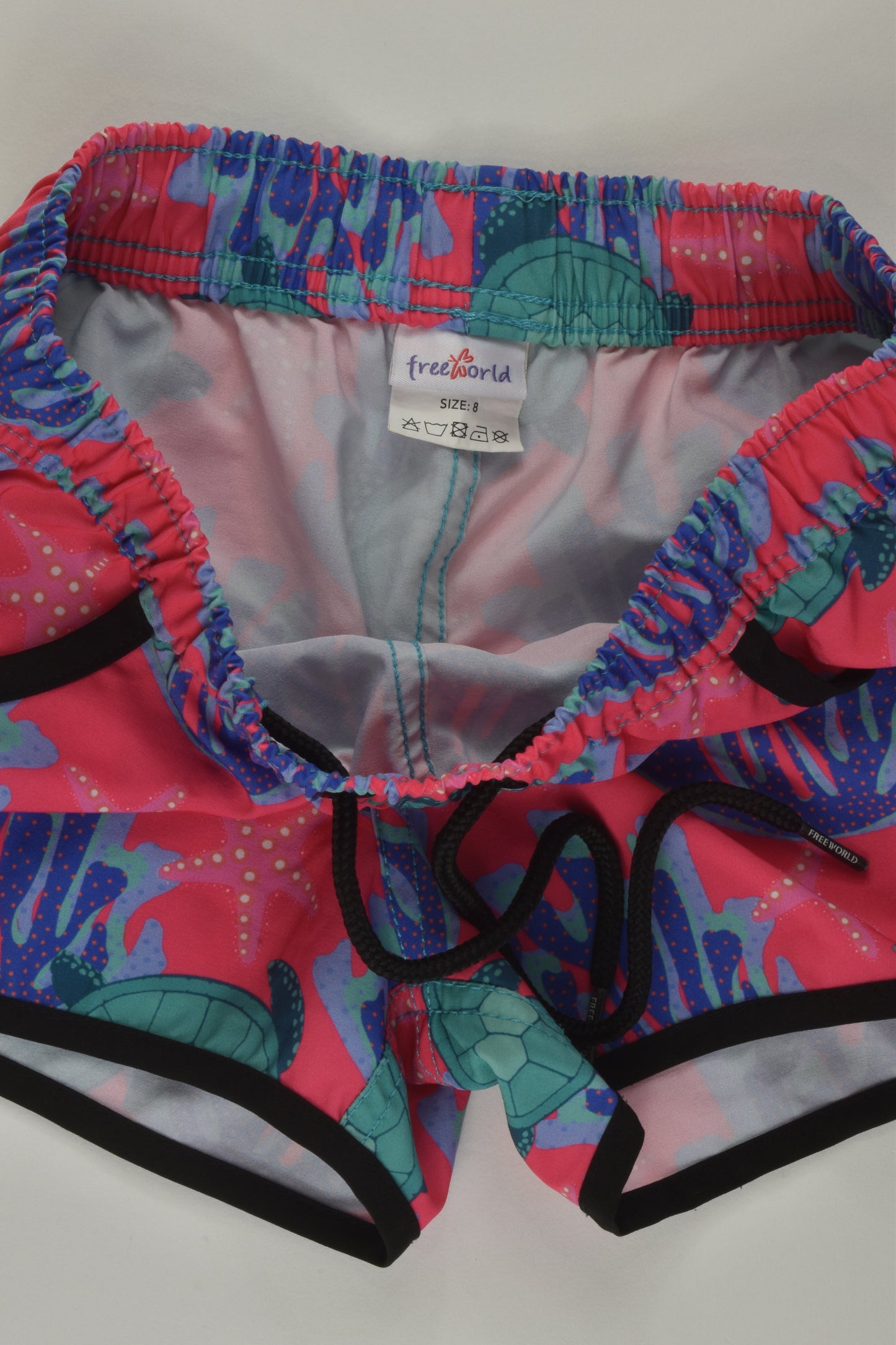 Free World Size 8 Sea Turtle Board Shorts
