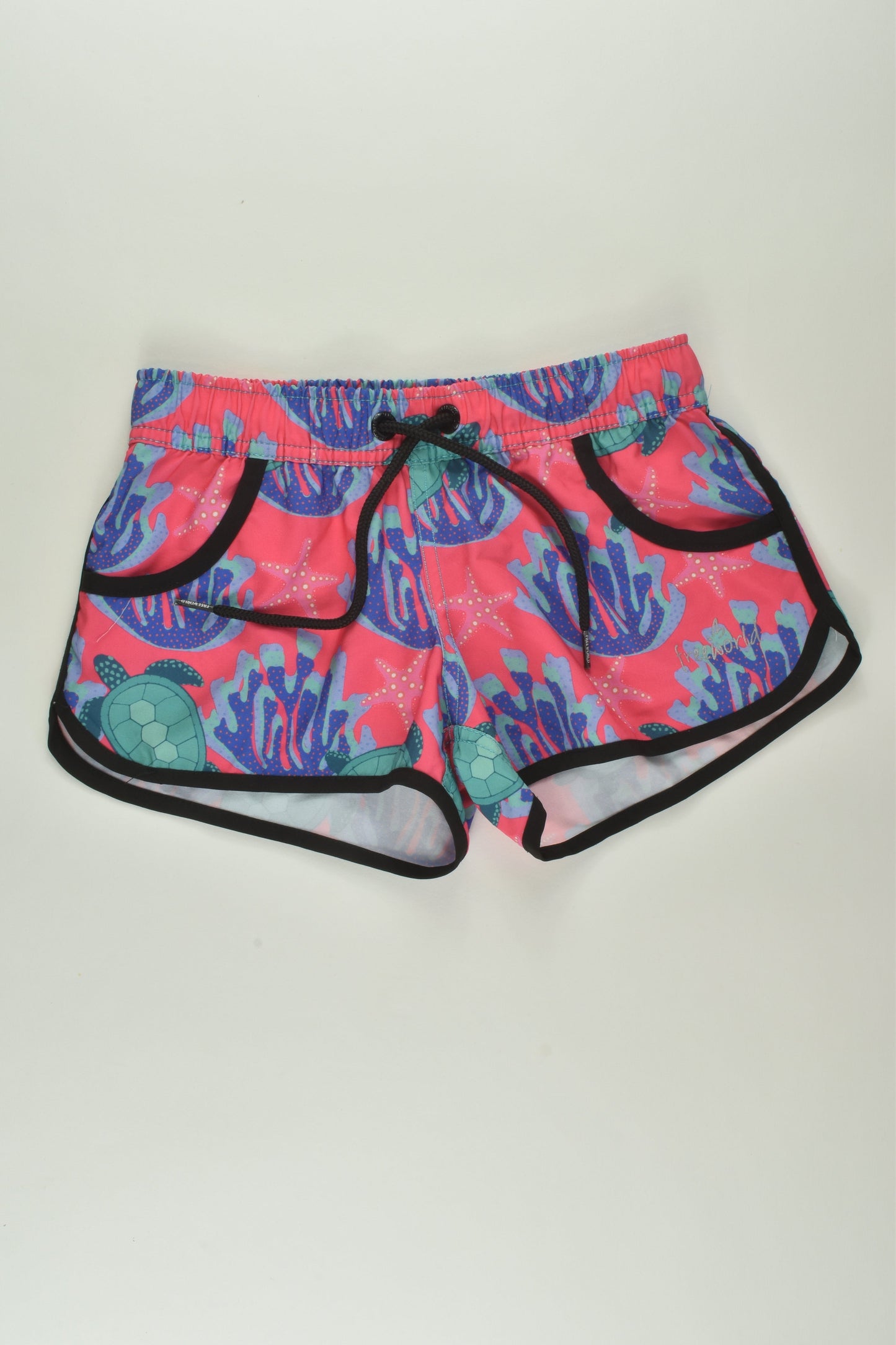 Free World Size 8 Sea Turtle Board Shorts