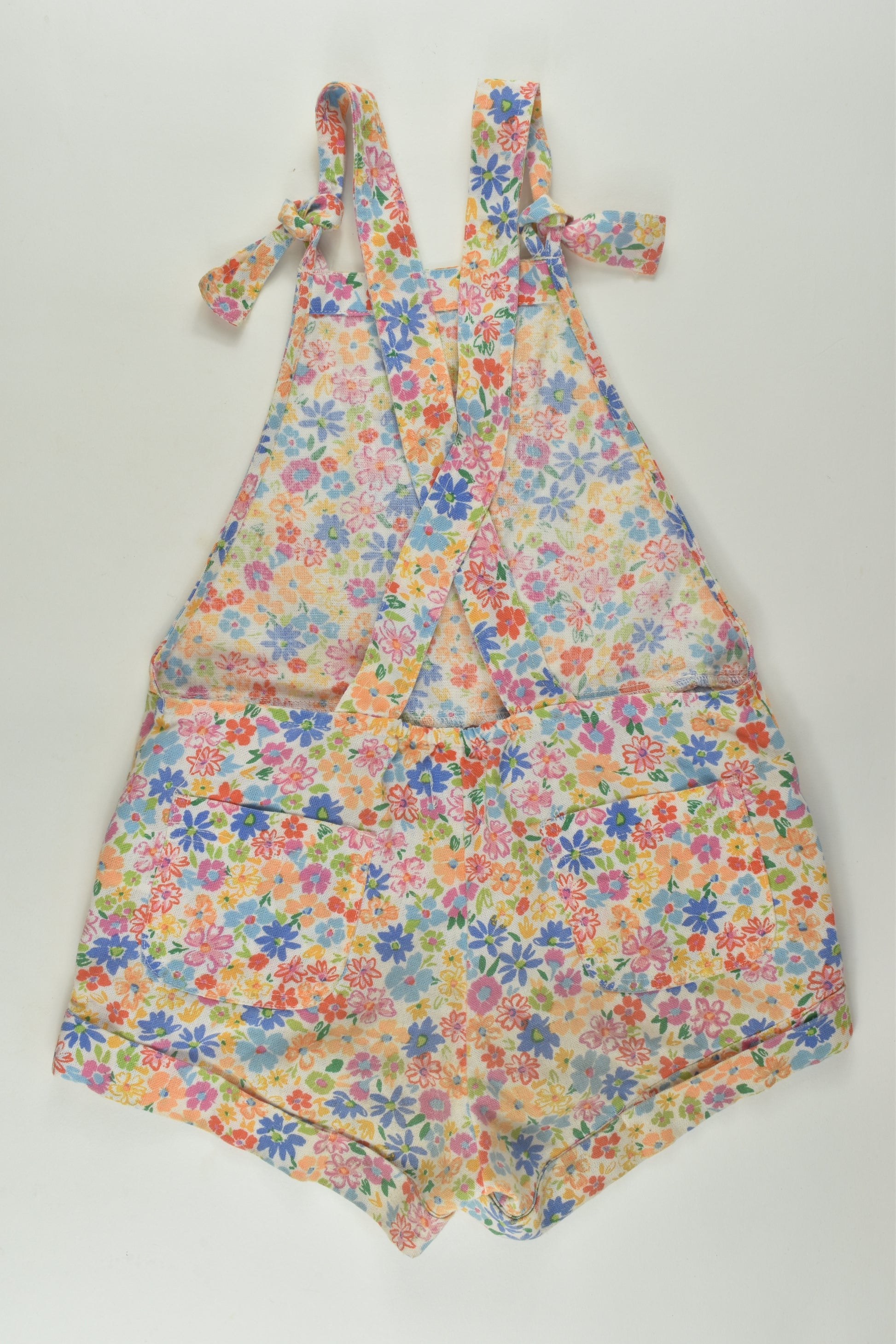 Ghanda Size 5-6 Floral Linen Blend Short Overalls