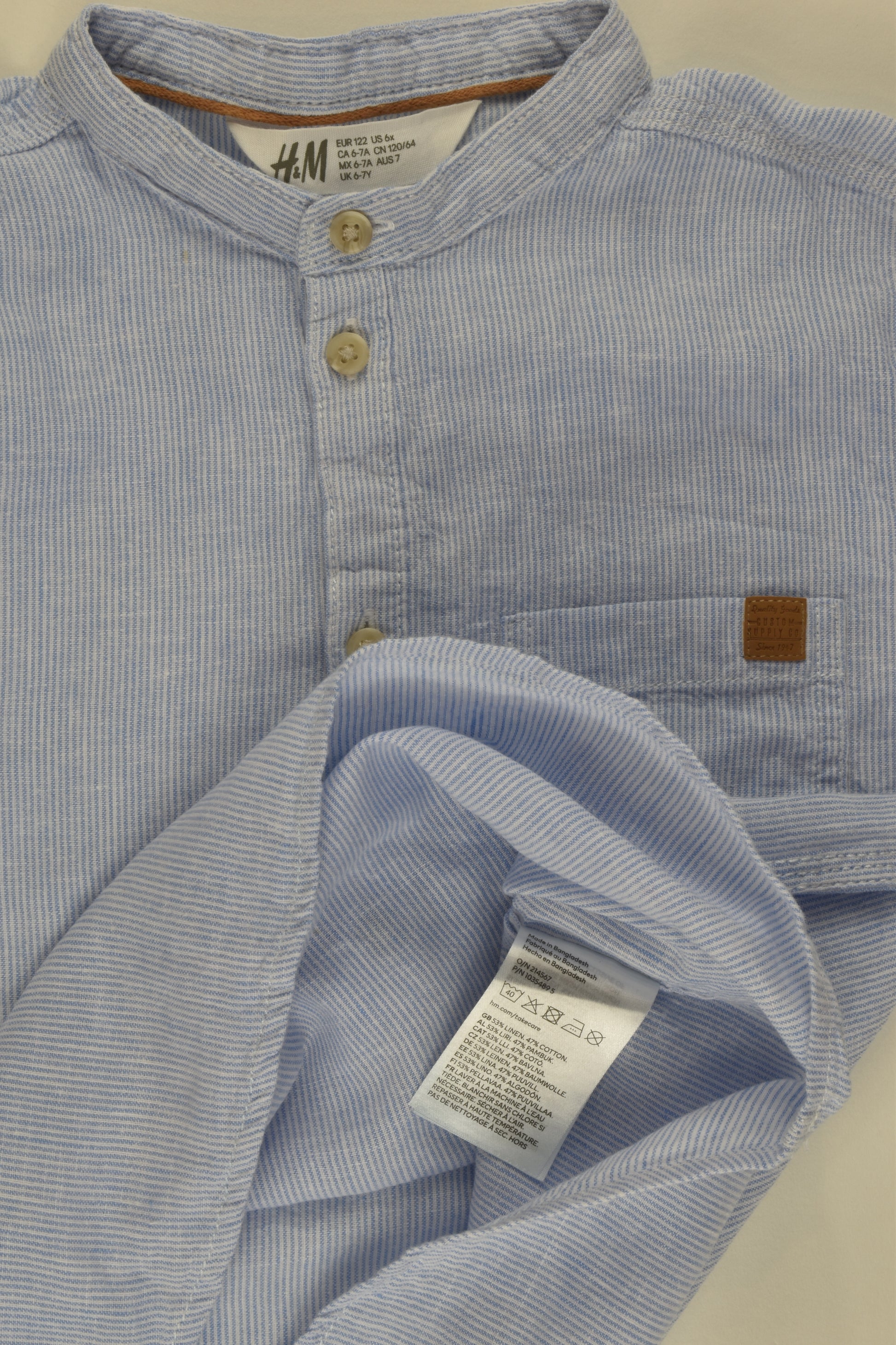 H&M Size 6-7 Linen Blend Shirt
