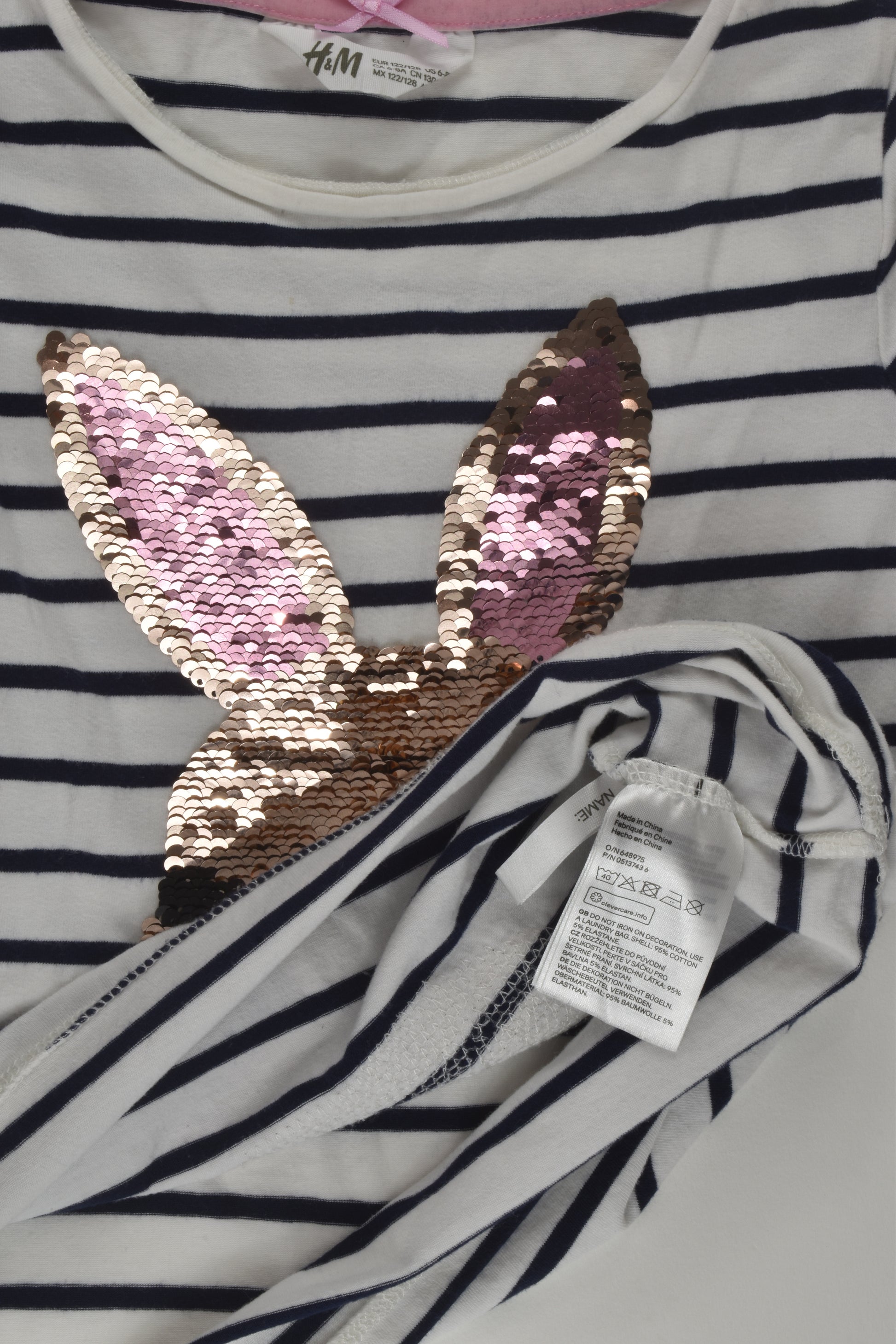 H&M Size 7-8 Reversible Sequins Bunny Top