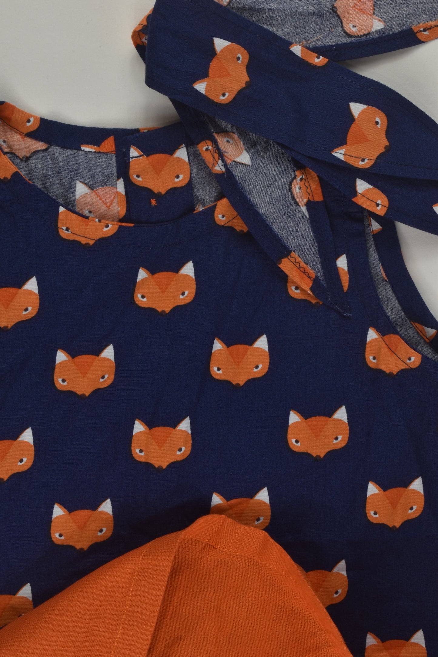 Handmade Size 2/3 Fox Dress and Hair Ribbons