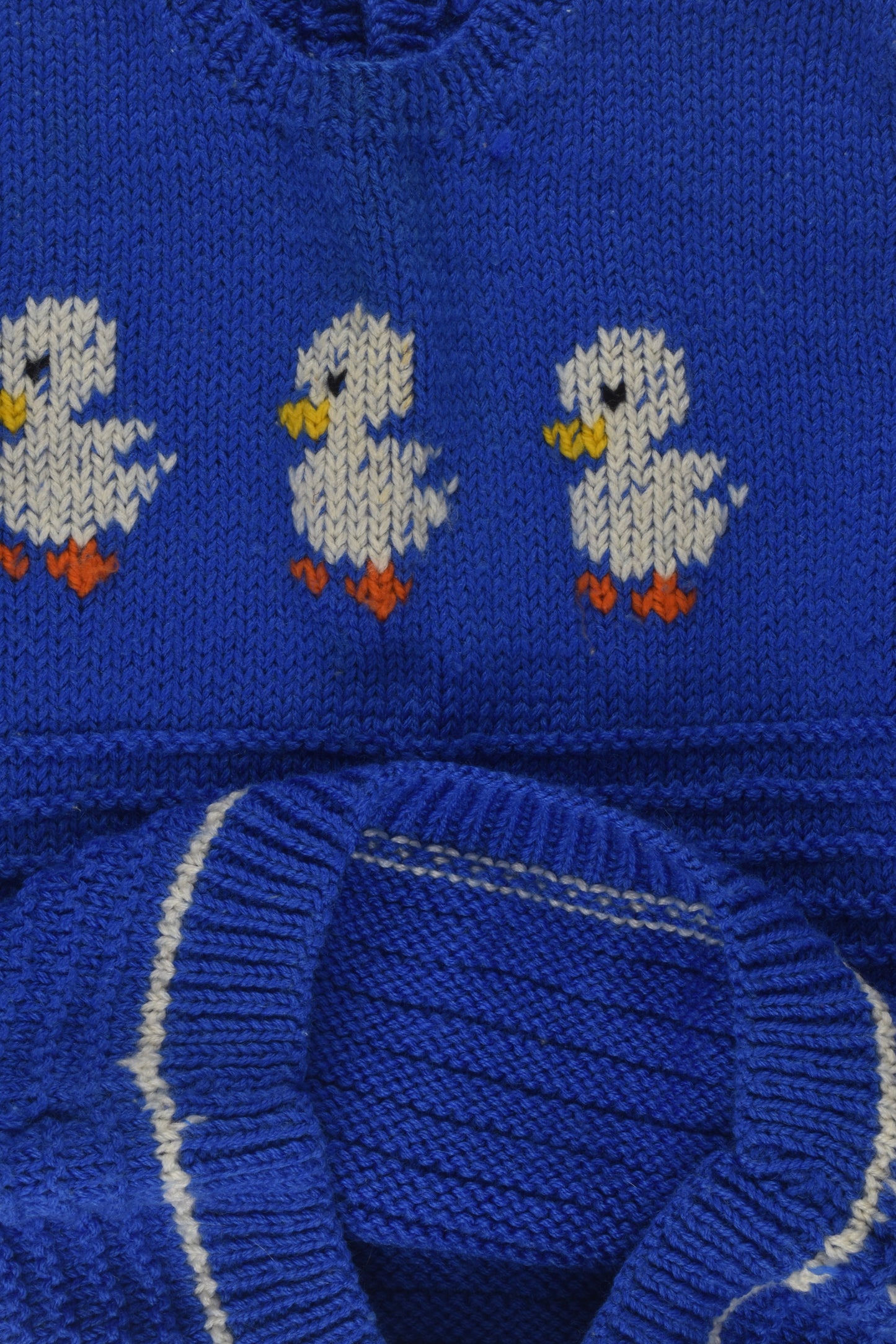 Handmade Size 6-8 Three Ducks Knit Jumper