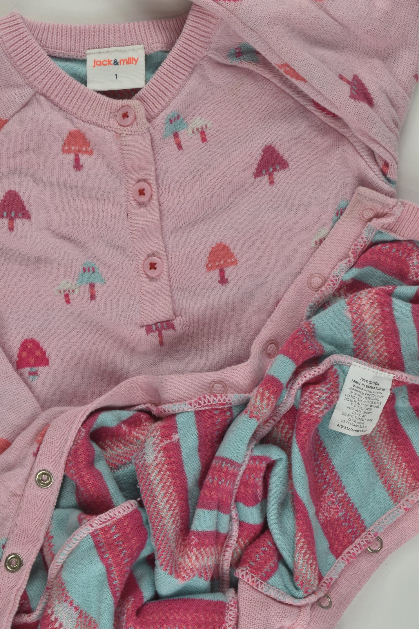 Jack & Milly Size 1 Knit Mushroom Romper