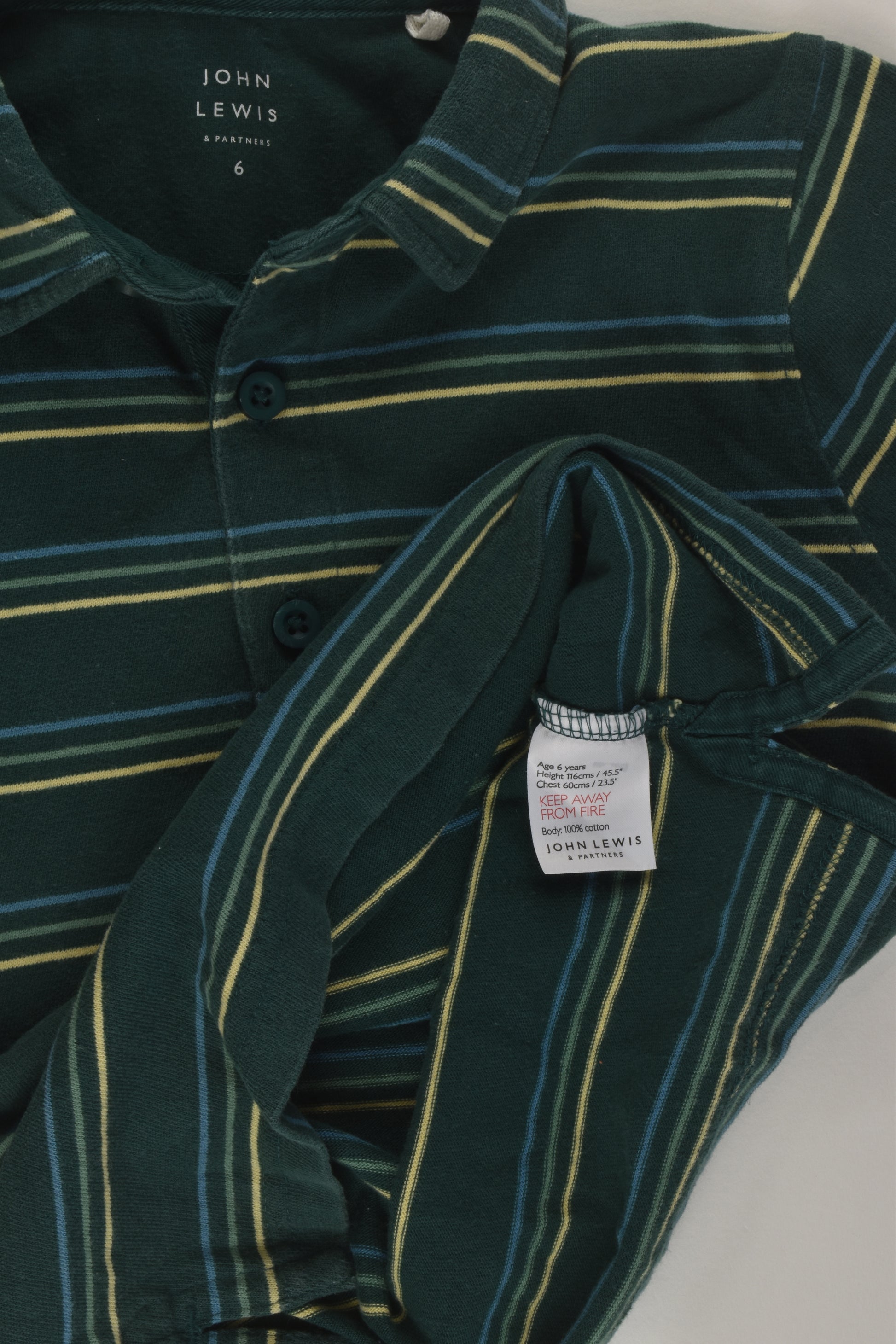 John Lewis Size 6 Green Polo Shirt