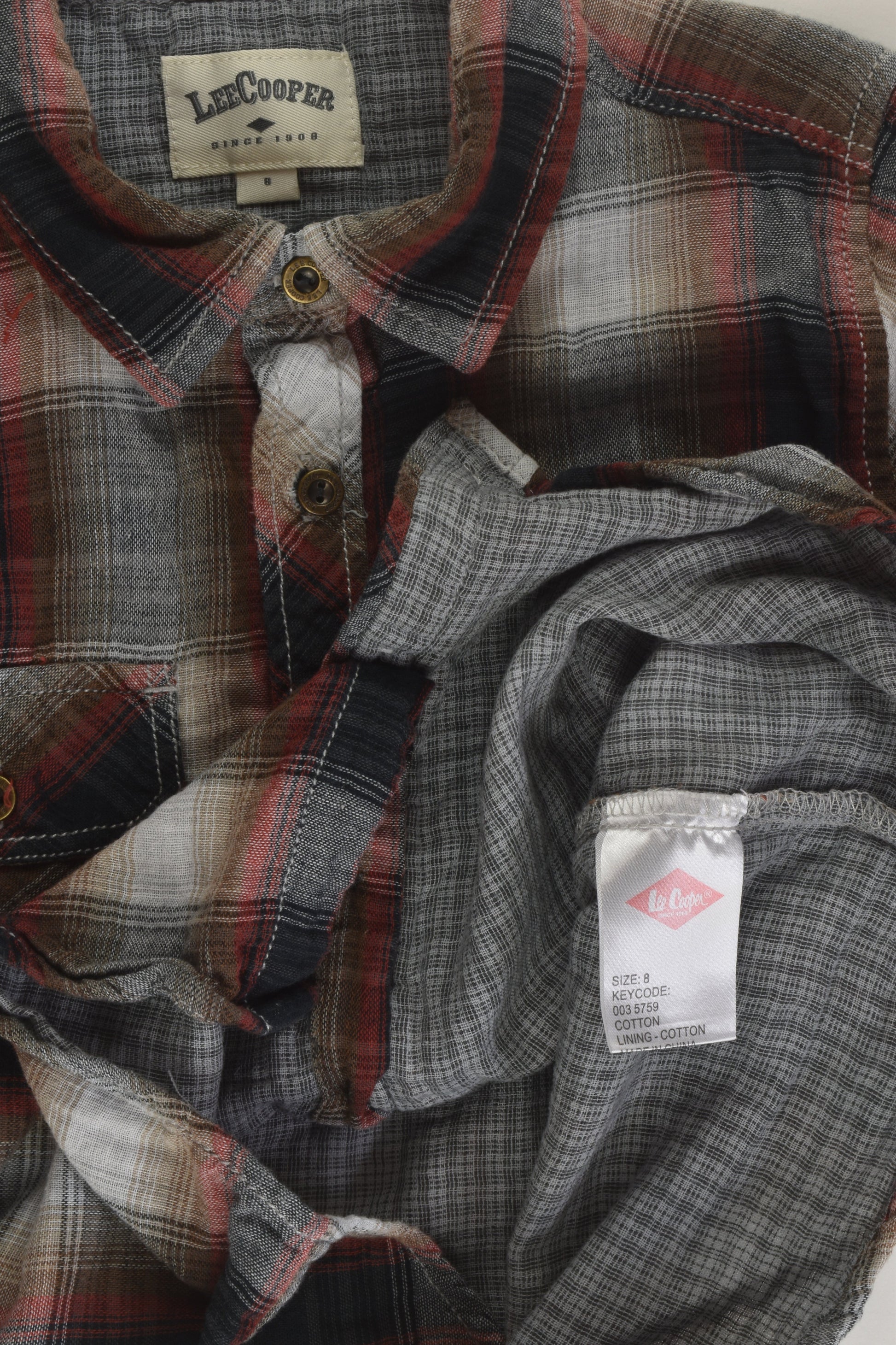 Lee Cooper Size 8 Checked Shirt