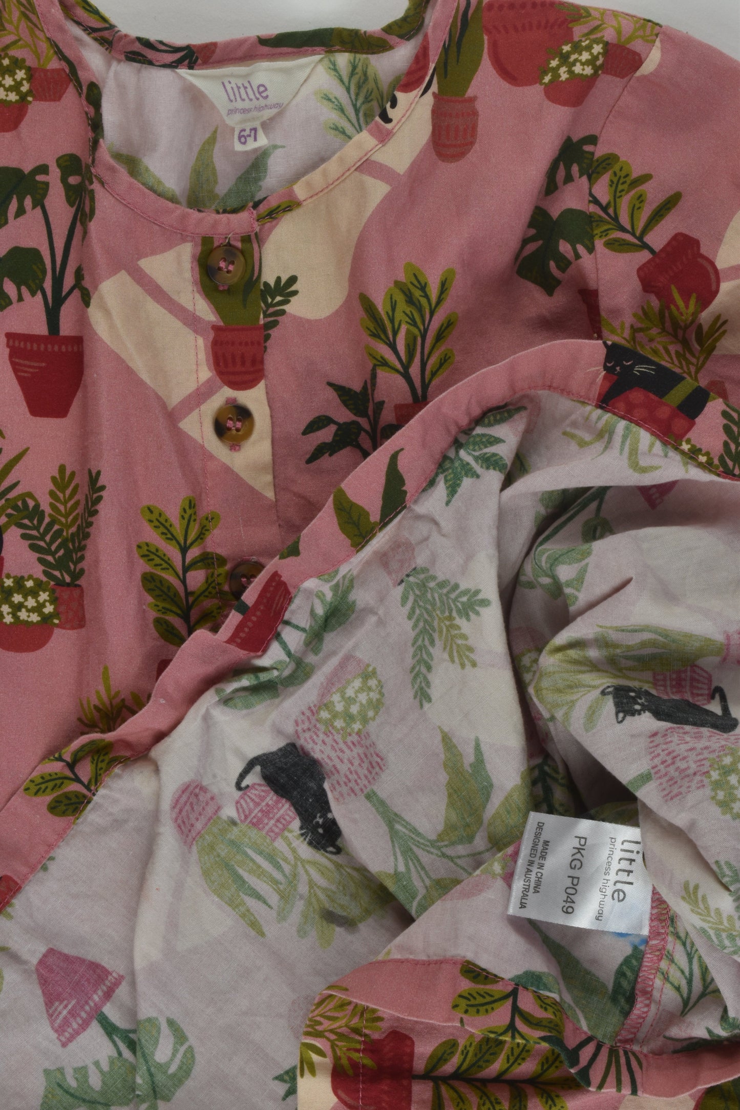 Little Princess Highway Size 6-7 Cat and Plants Dress