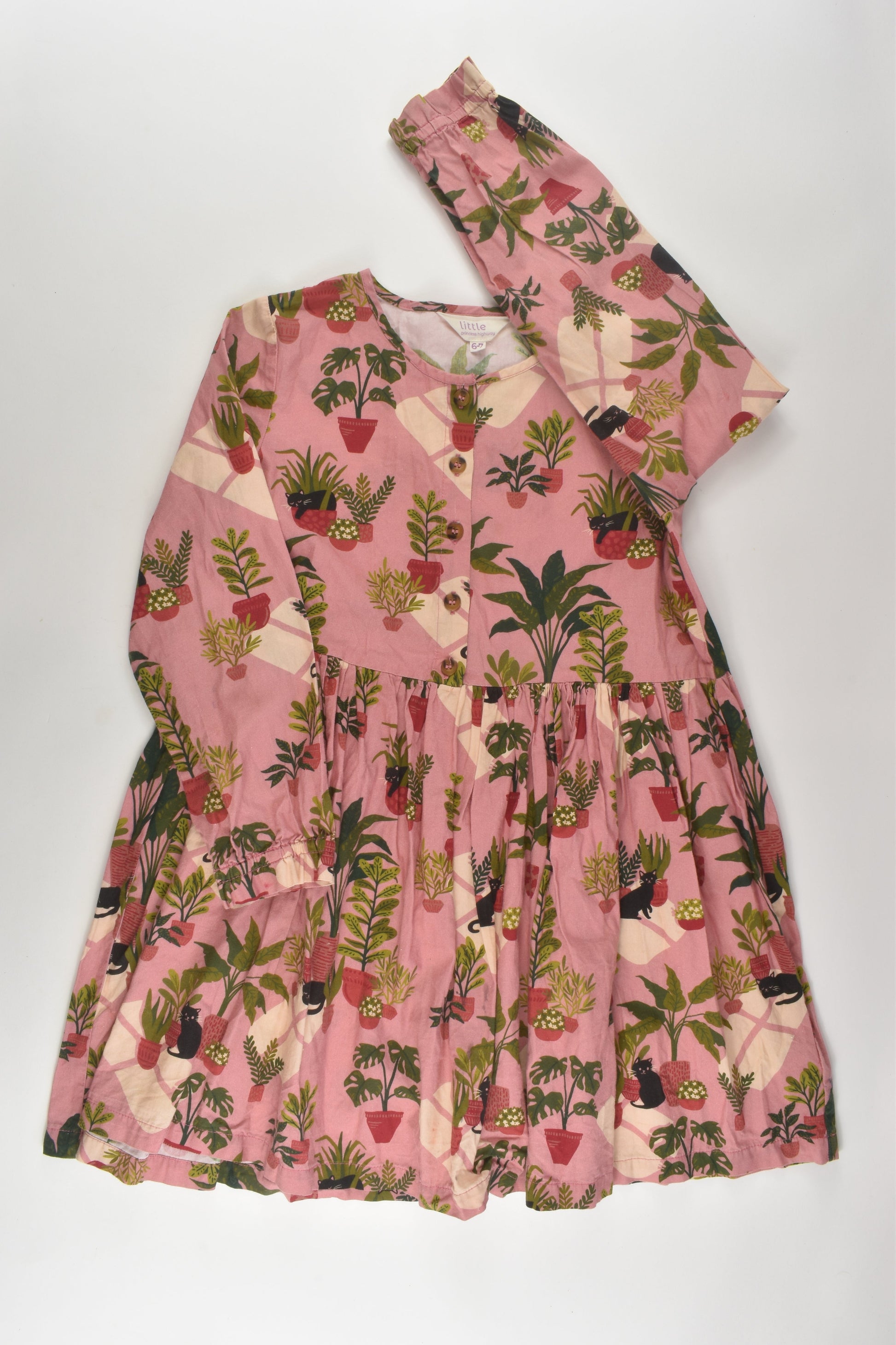 Little Princess Highway Size 6-7 Cat and Plants Dress