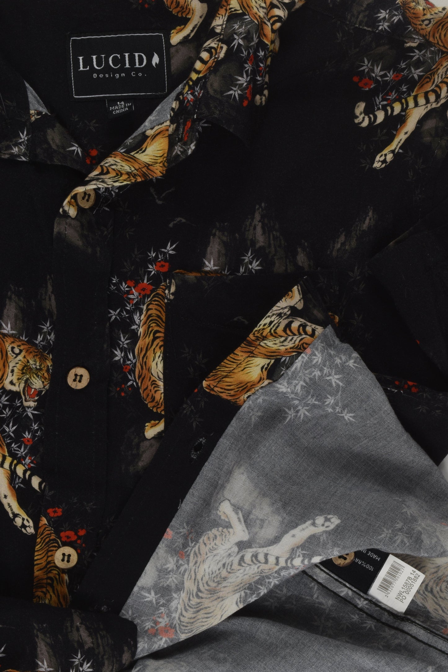 Lucid Size 14 Tiger Rayon Shirt