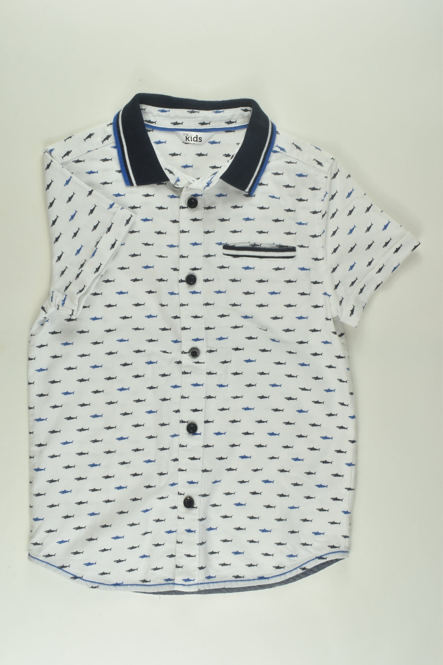 M&Co Kids Size 6-7 Shark Button-up Shirt
