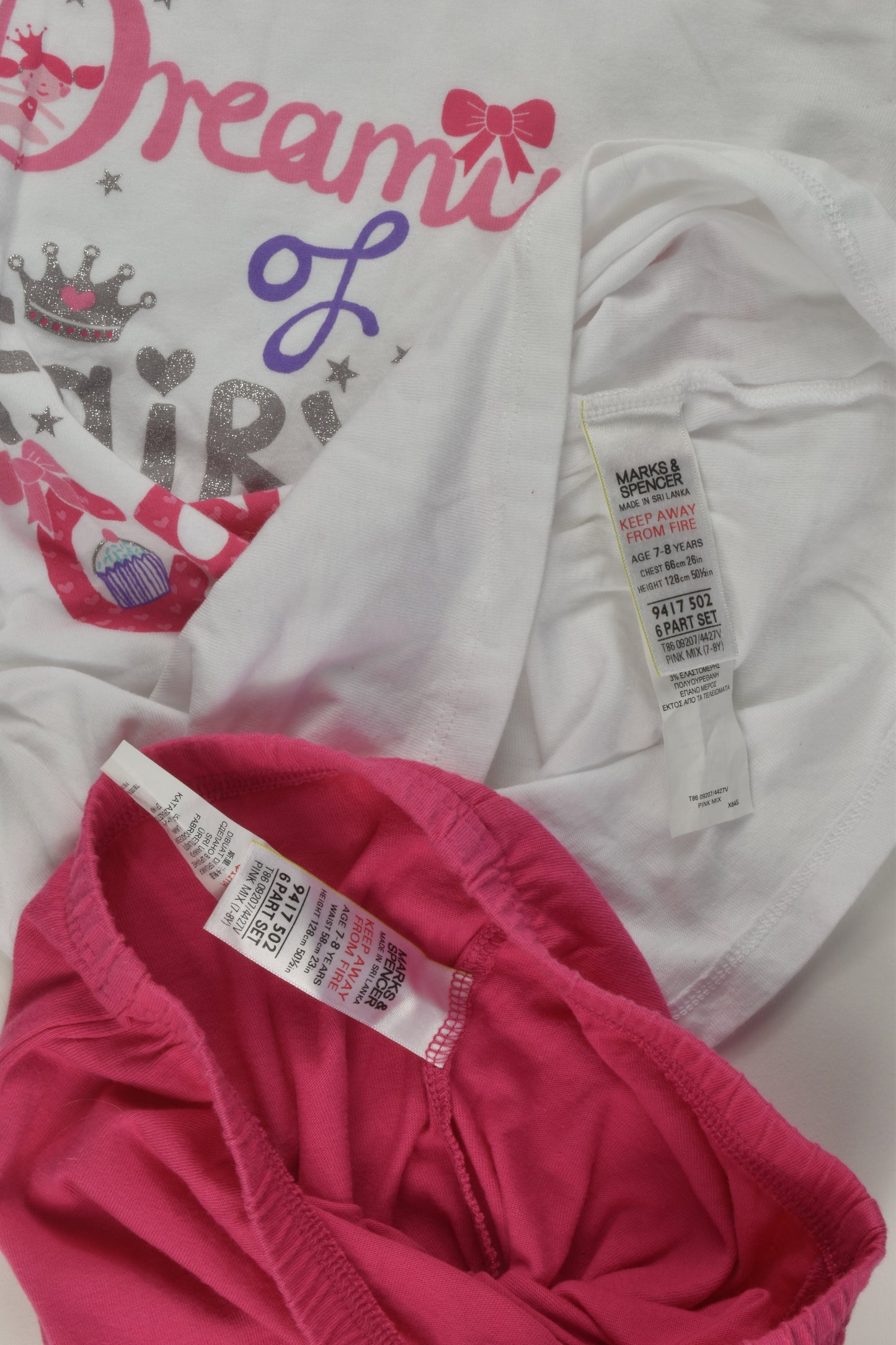 Marks & Spencer Size 7-8 Fairy Cakes Pyjamas