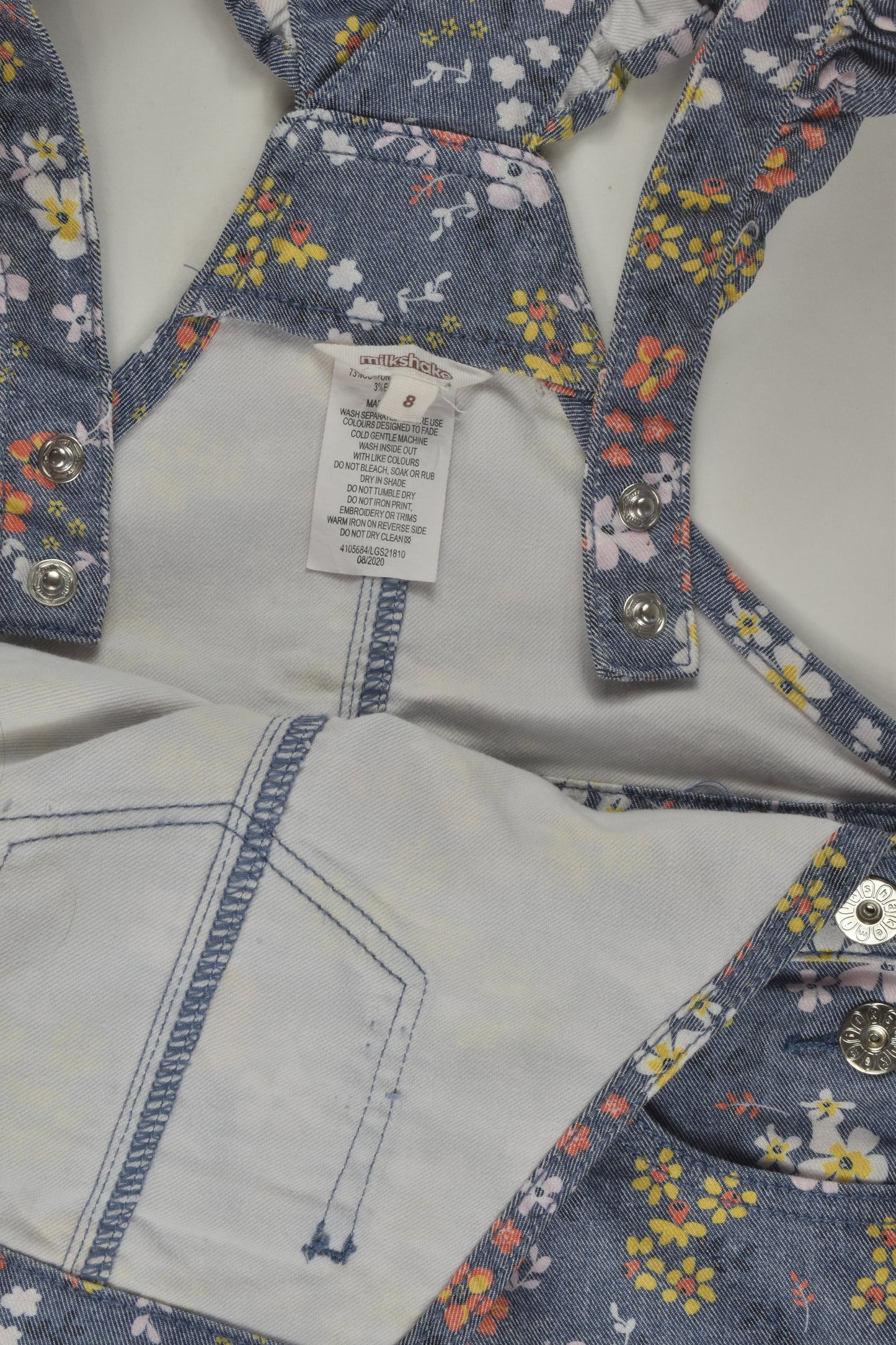 Milkshake Size 8 Floral Short Denim Overalls