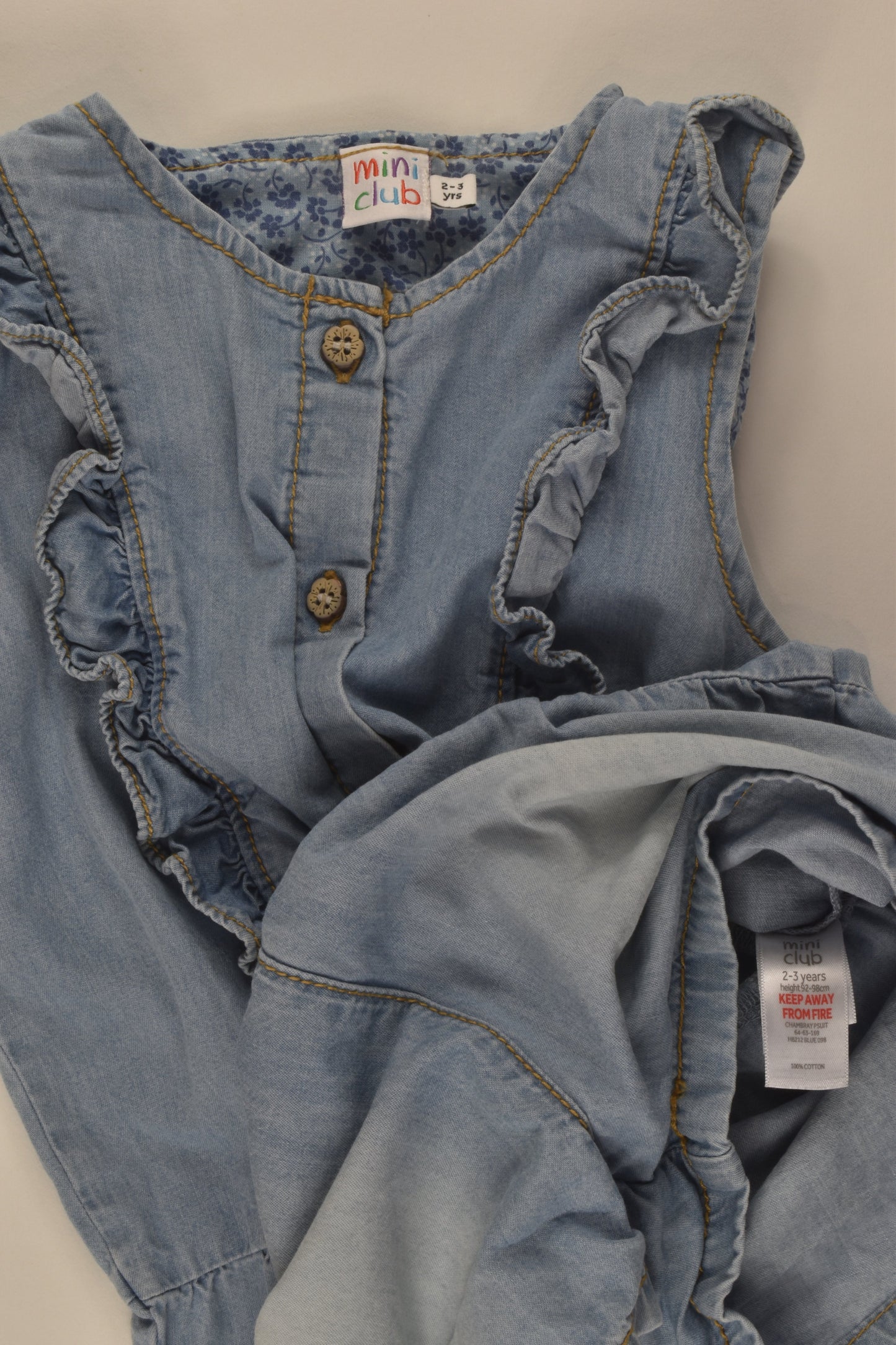 Mini Club Size 2-3 Denim Playsuit