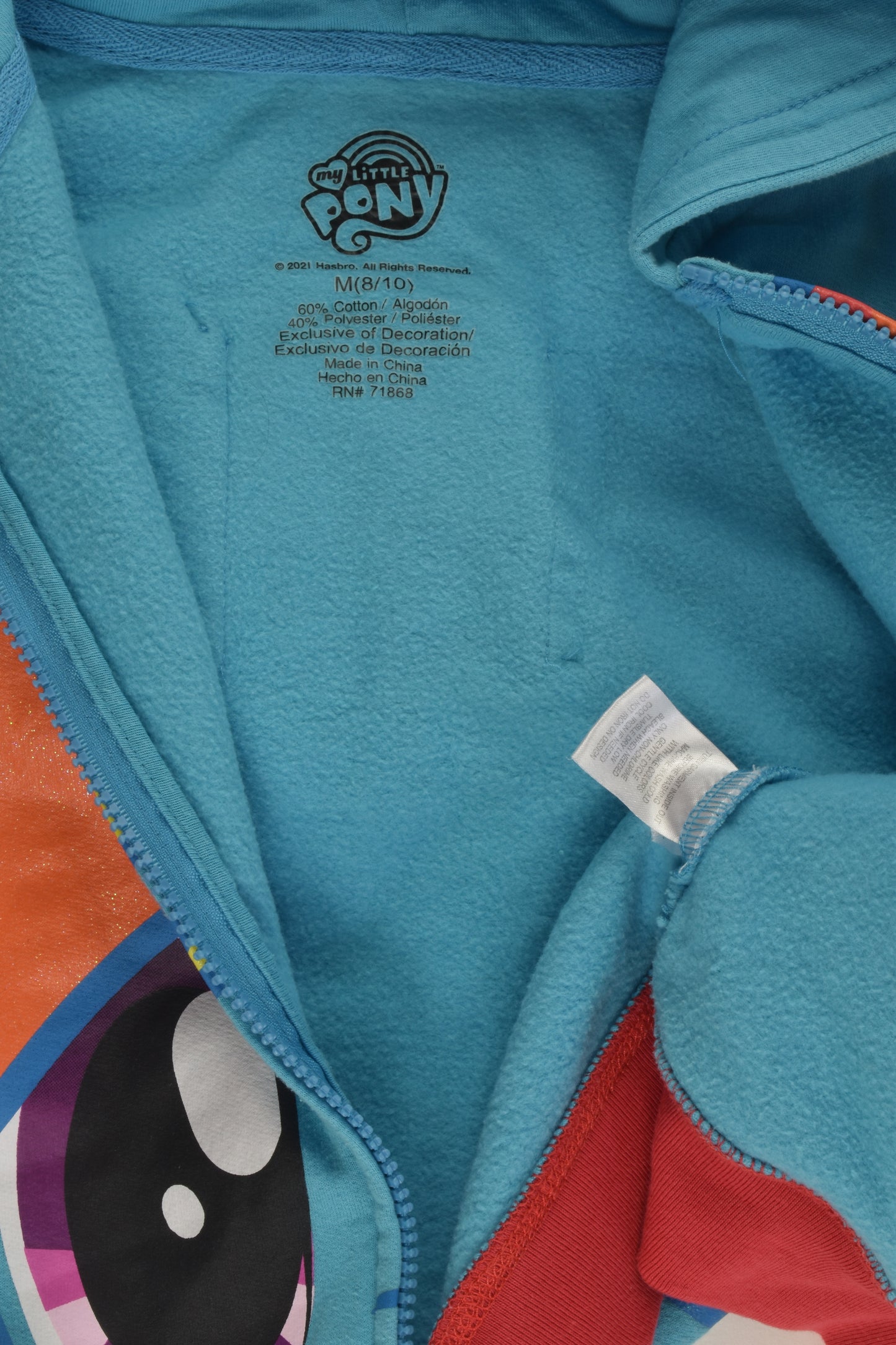 My Little Pony Size 8/10 Rainbow Dash Zip Jumper