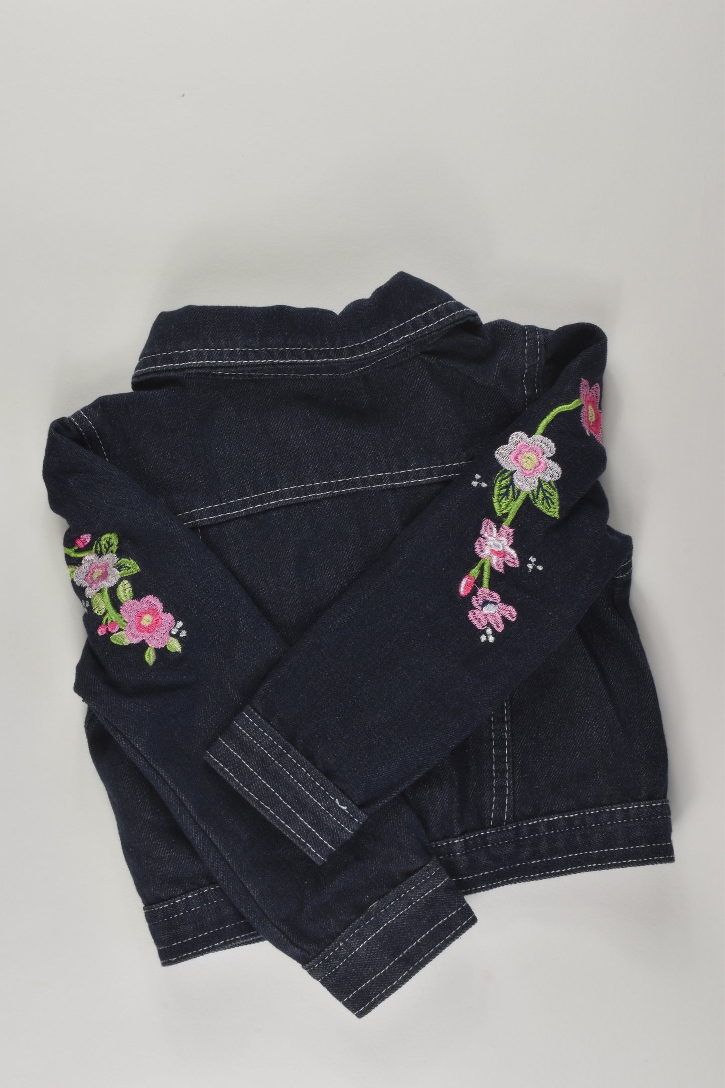 Nannette Kids Size 3 Denim Jacket with Floral Embroidery