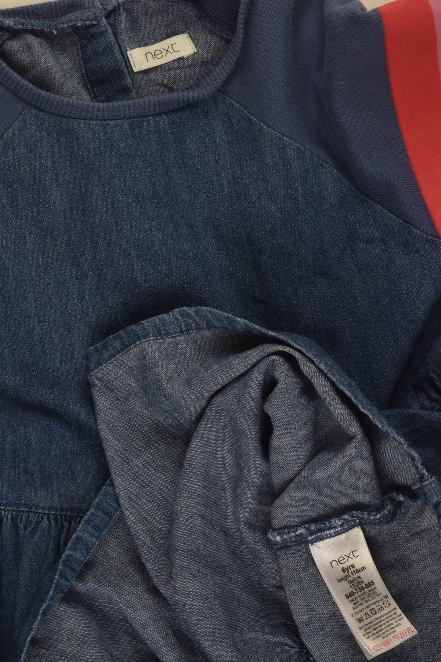 Next Size 6 Rainbow Sleeve Denim Dress
