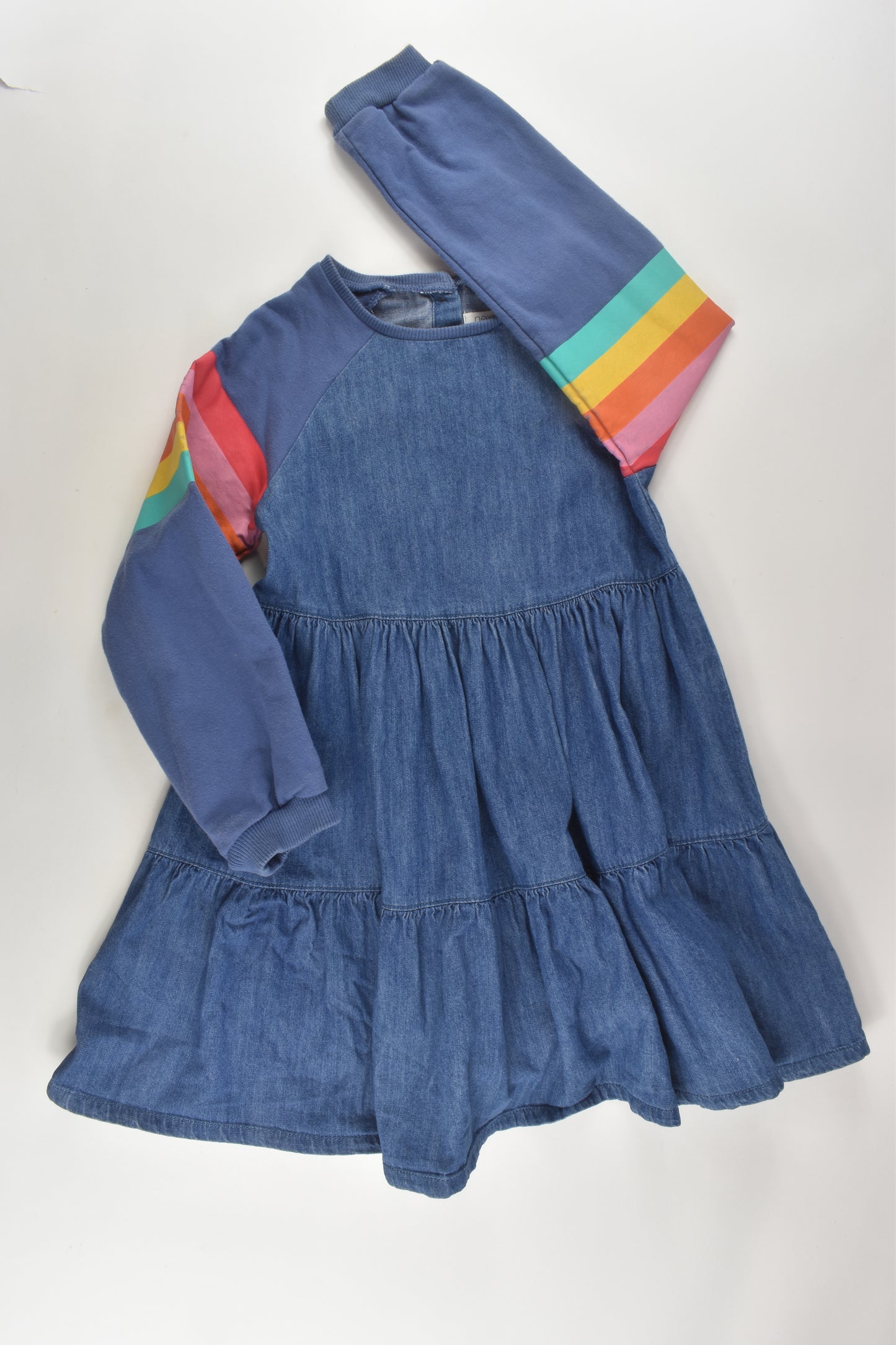 Next Size 6 Rainbow Sleeve Denim Dress