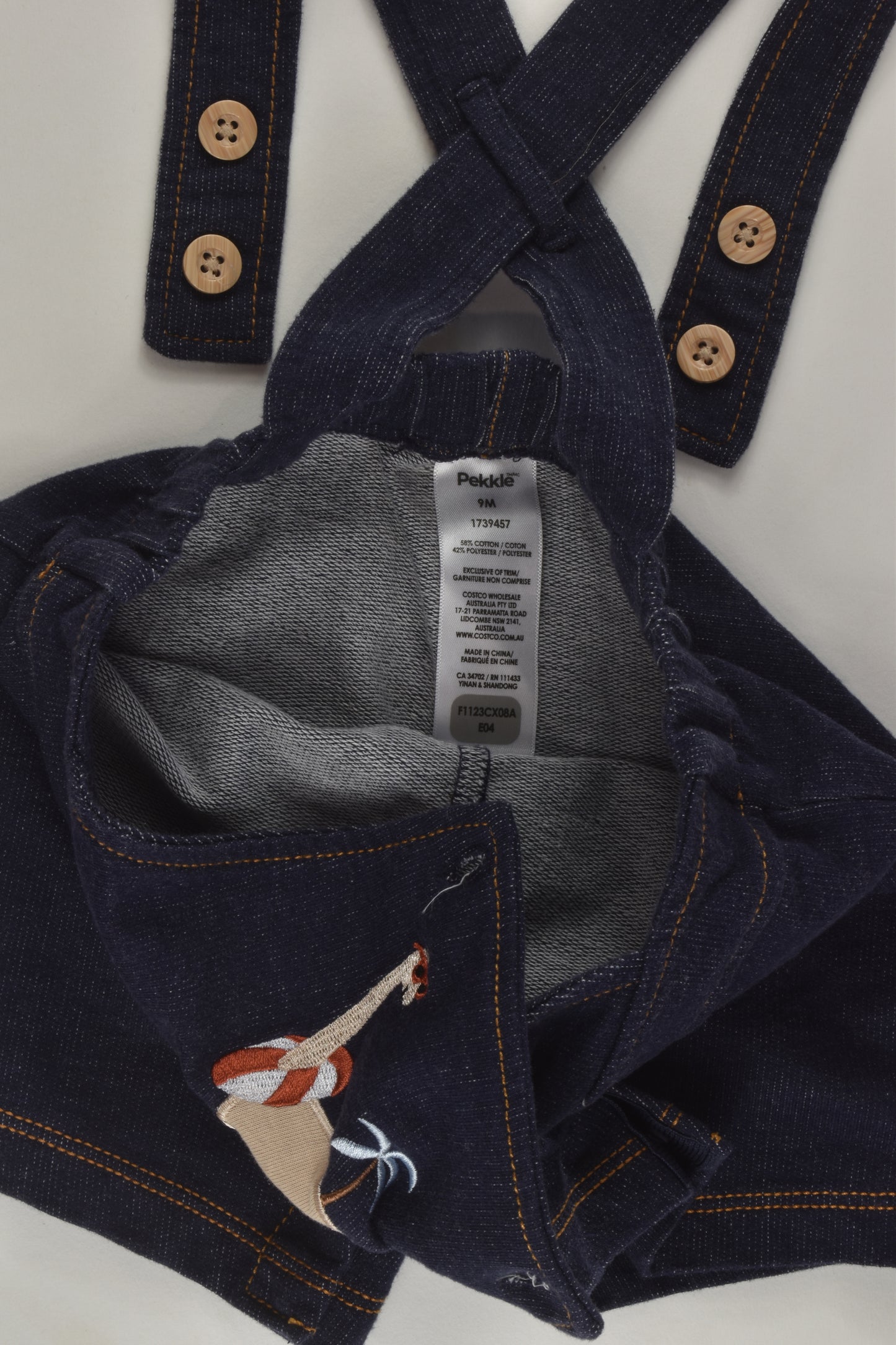 Pekkle Size 0 Dinosaur Short Overalls