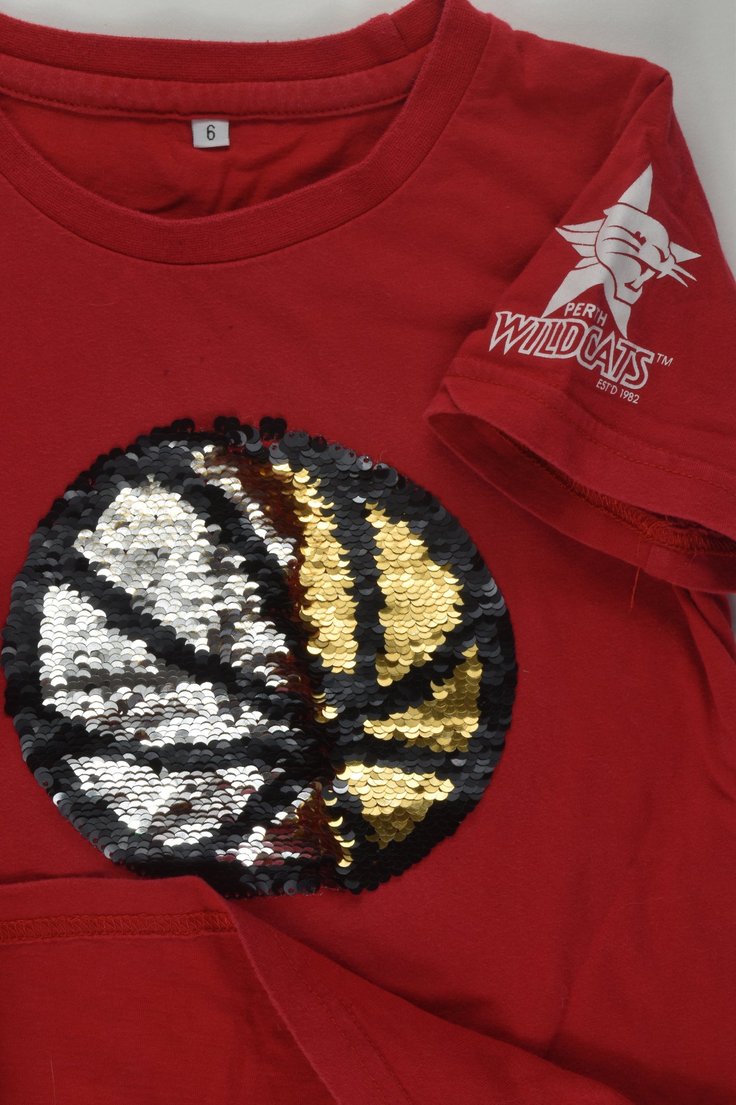 Perth Wildcats Size 6 Reversible Sequins T-shirt