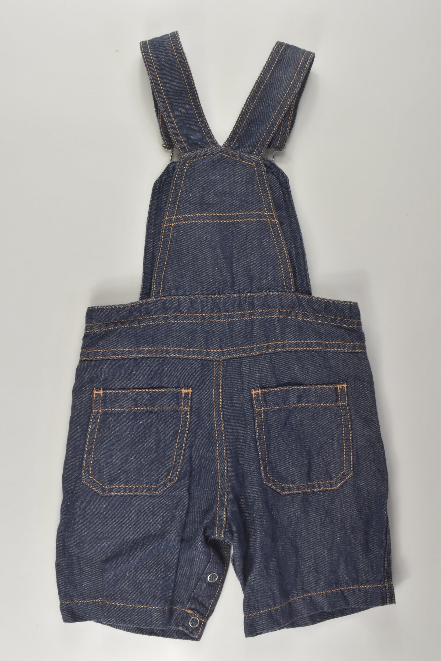 Petit Bateau Size 0 Linen Blend Short Denim Overalls