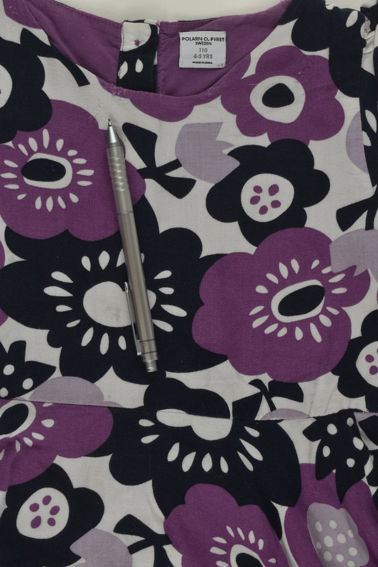 Polarn O. Pyret Size 4-5 Floral Viscose Dress