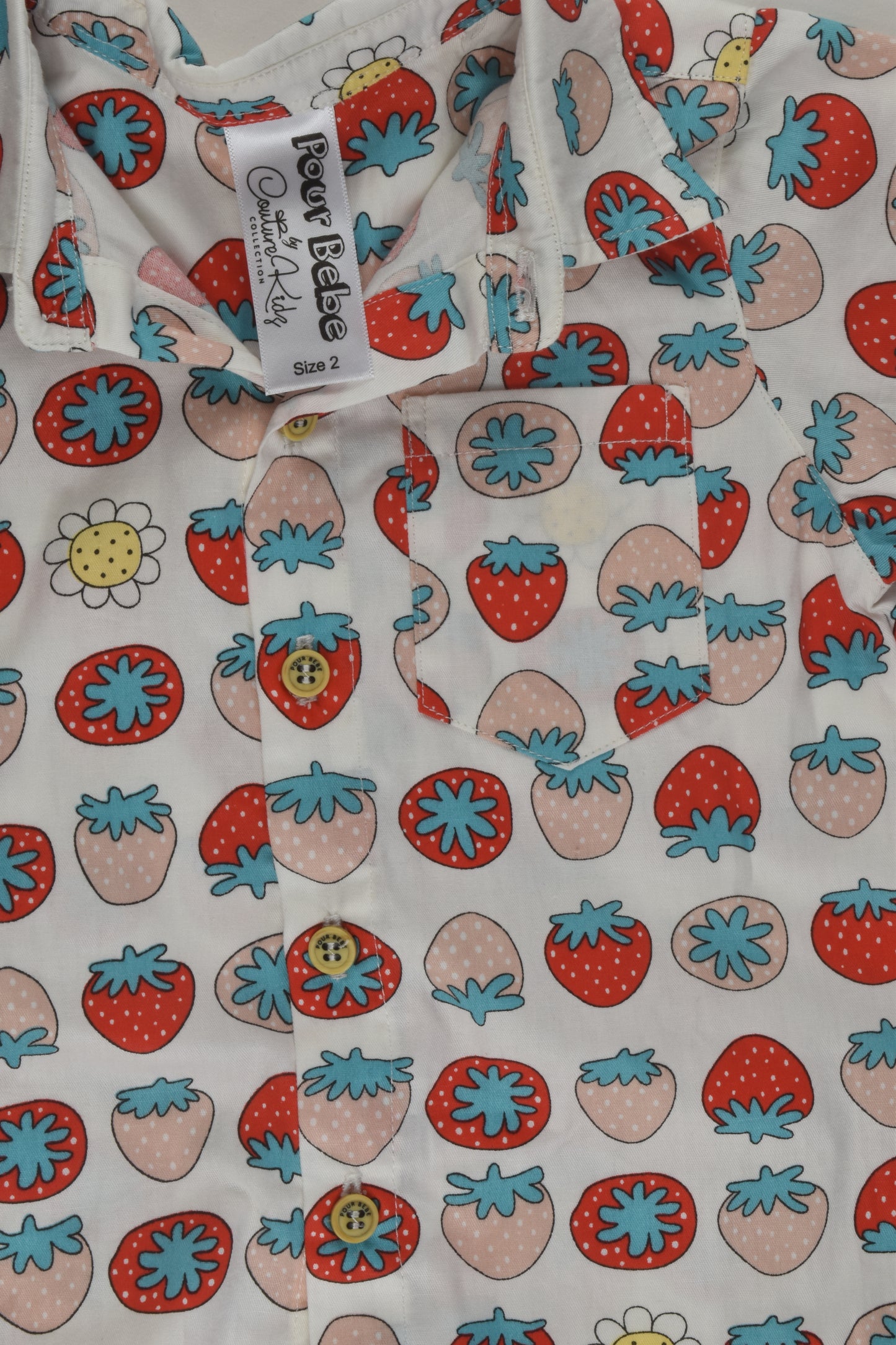 Pour Bebe by Couturekidz Size 2 Strawberry Button-up Shirt