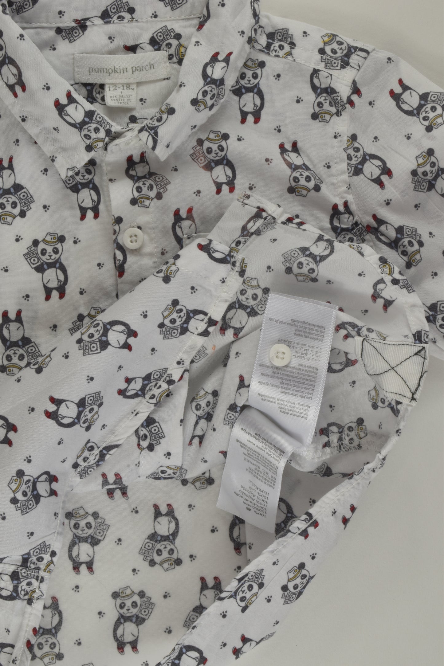 Pumpkin Patch Size 1 Panda Button-up Shirt