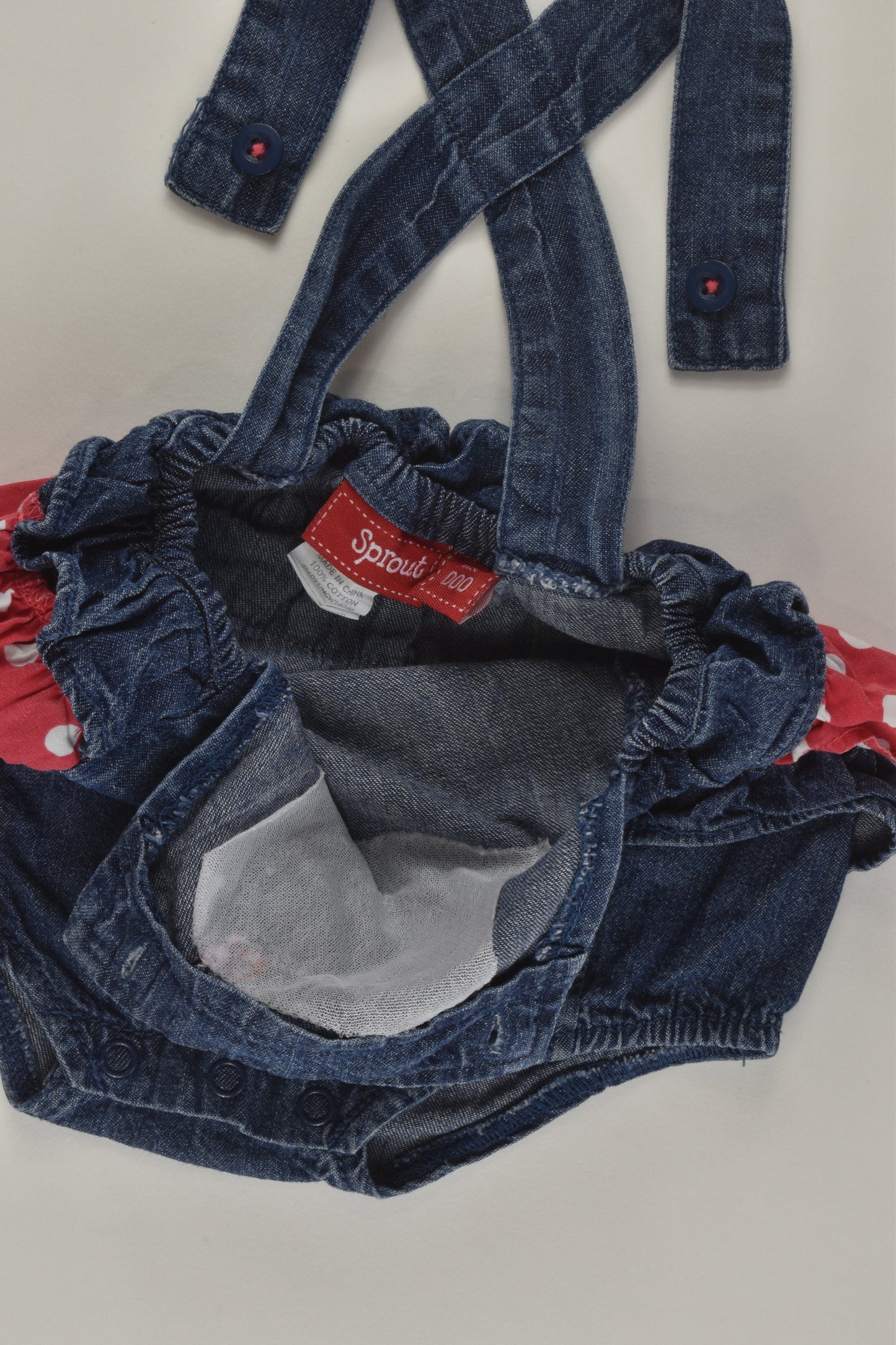 Sprout Size 000 Denim Bubble Romper