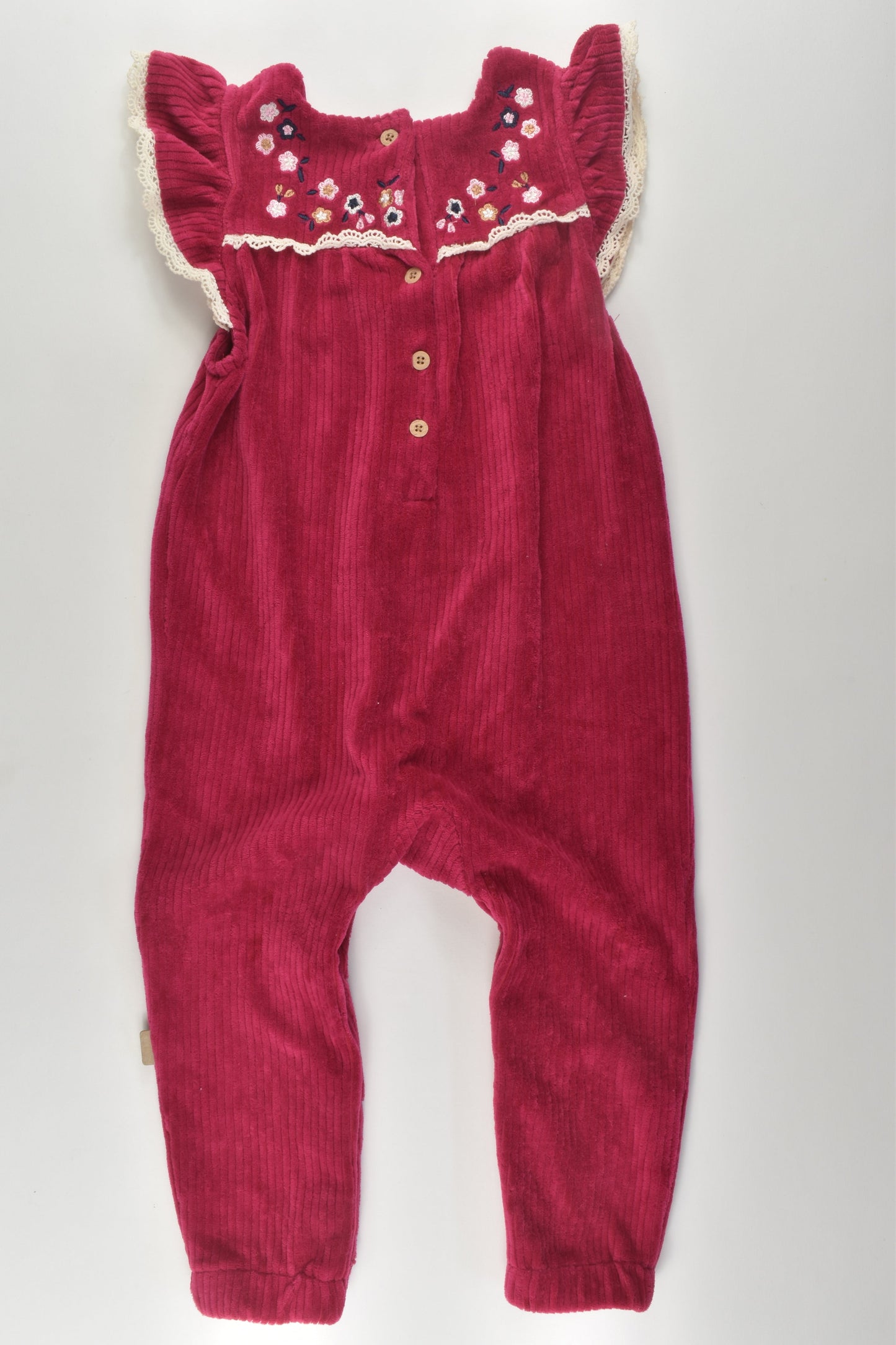 Sprout Size 1 Embroidery Velour Romper
