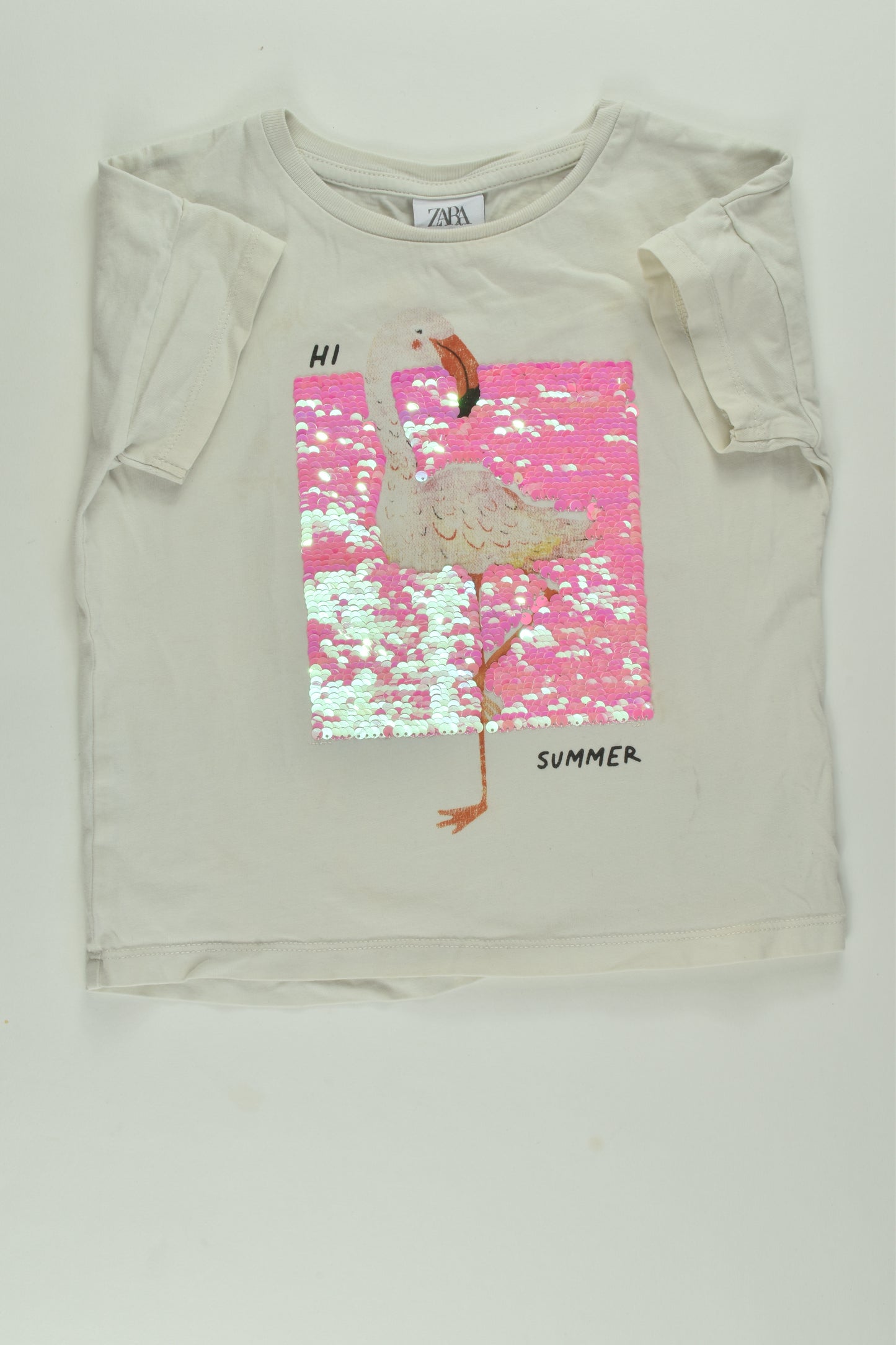 Zara Size 6 Flamingo Reversible Sequins T-shirt