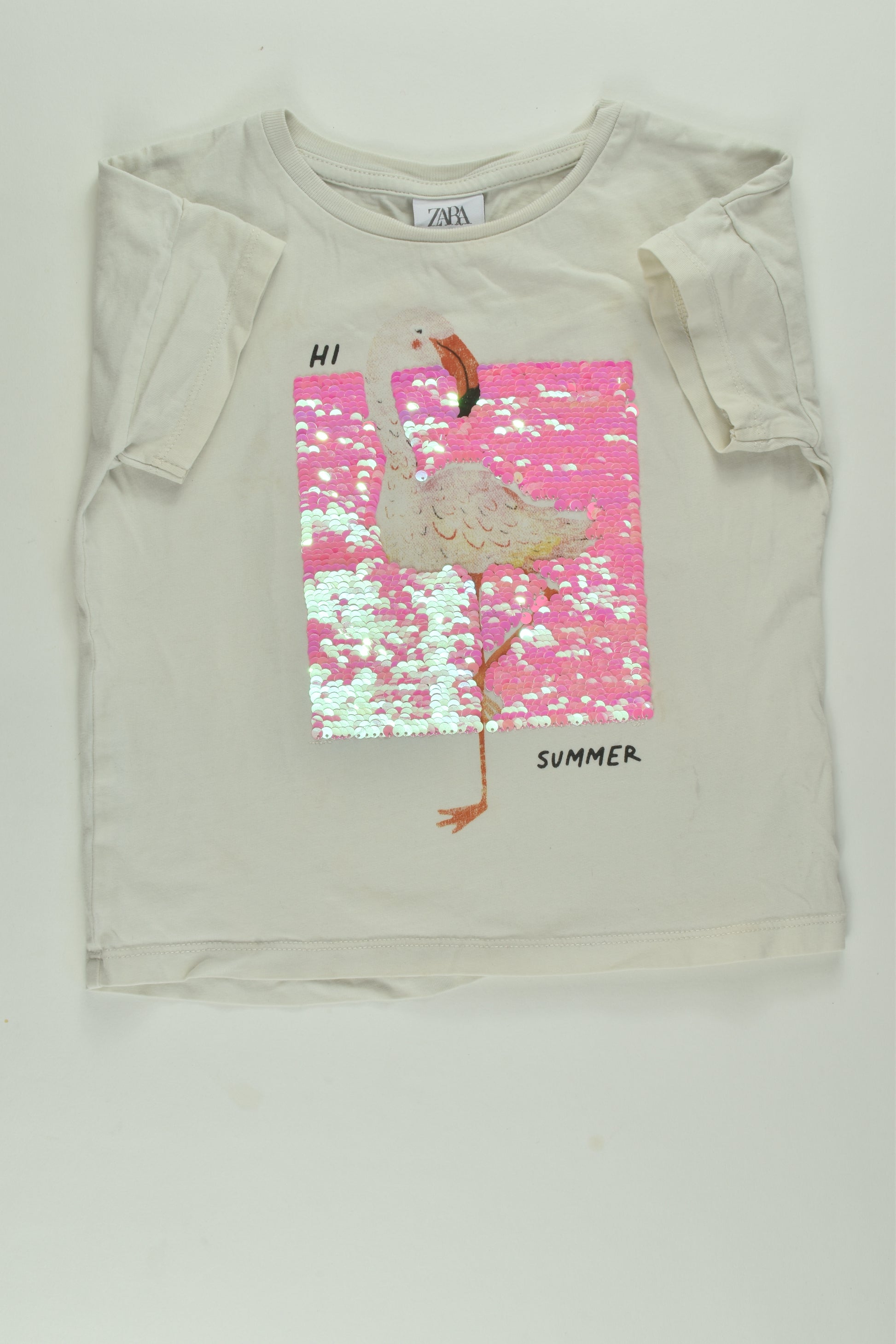 Zara Size 6 Flamingo Reversible Sequins T-shirt