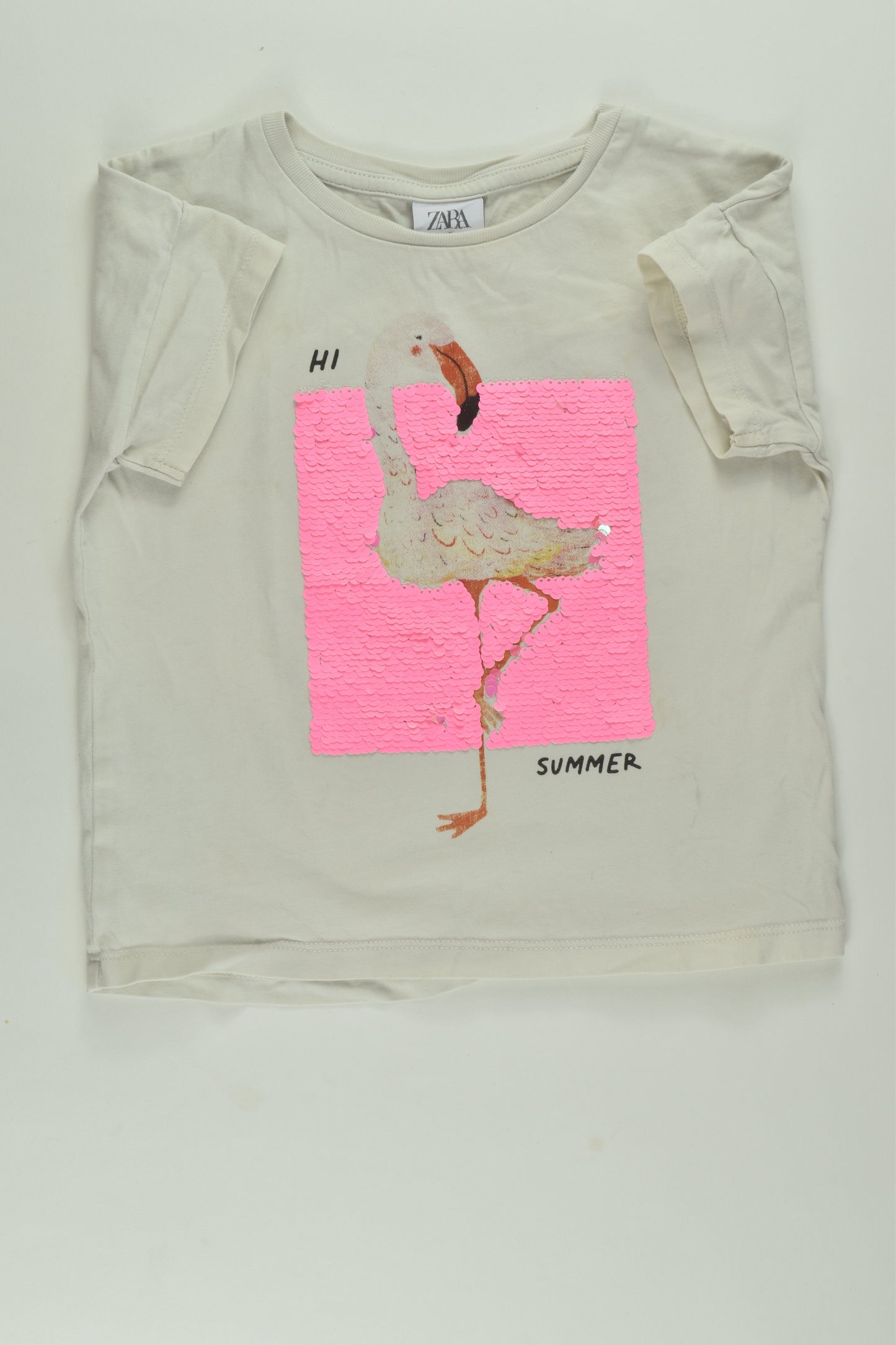 Zara Size 6 Flamingo Reversible Sequins T-shirt